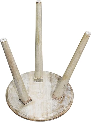 Miniatura 5 de COTTON CRAFT Mesa auxiliar redonda de madera, hecha a mano, para sala de estar, sala de estar, sala familiar, mesa decorativa moderna de granja,