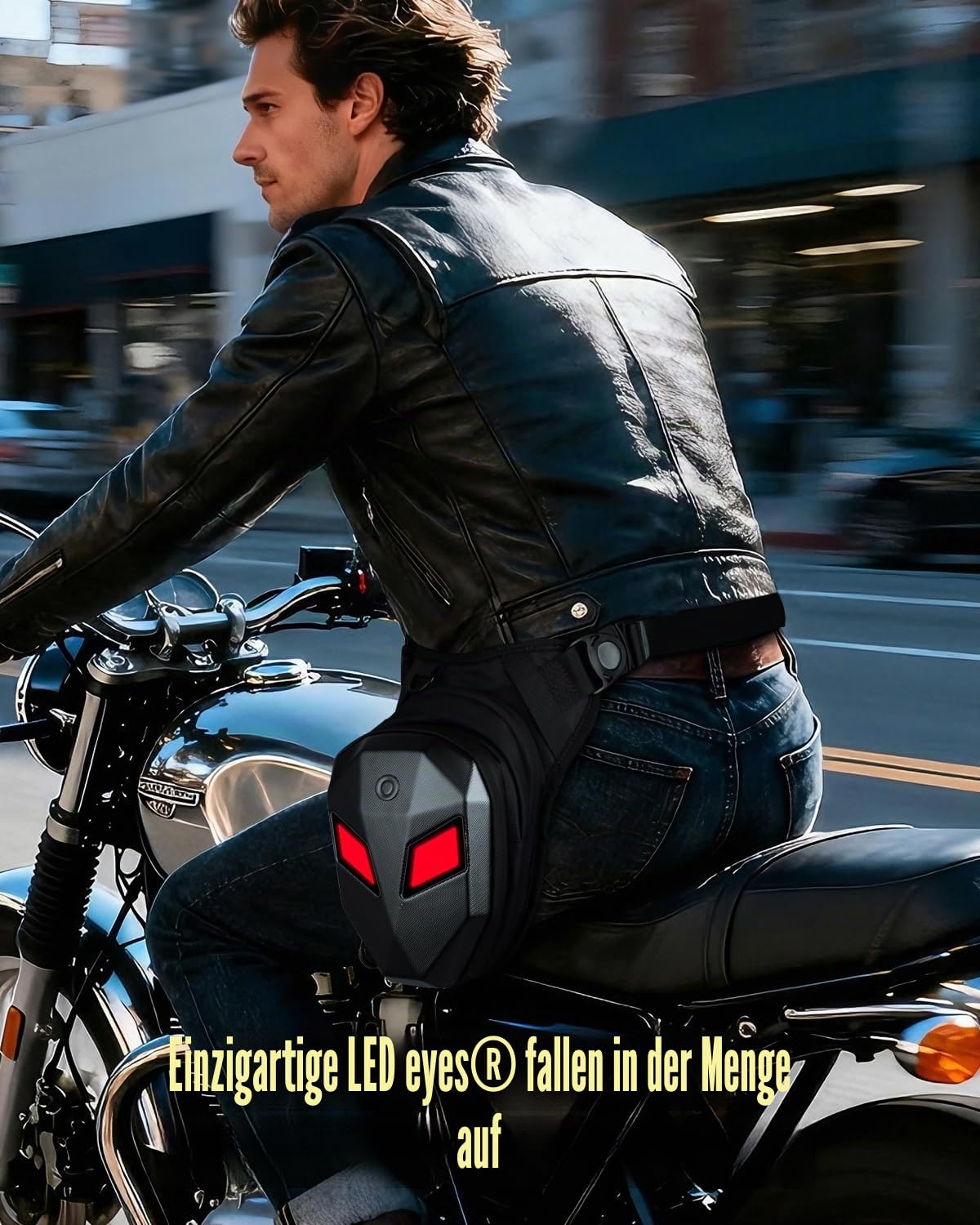 Devil's Eyes Motorrad-Beintasche für Damen & Herren, abnehmbare Gurte, Hartschale, multifunktional für Outdoor, Radfahren & Laufen, mit Mehreren Fächern (Powerbank Nicht enthalten)