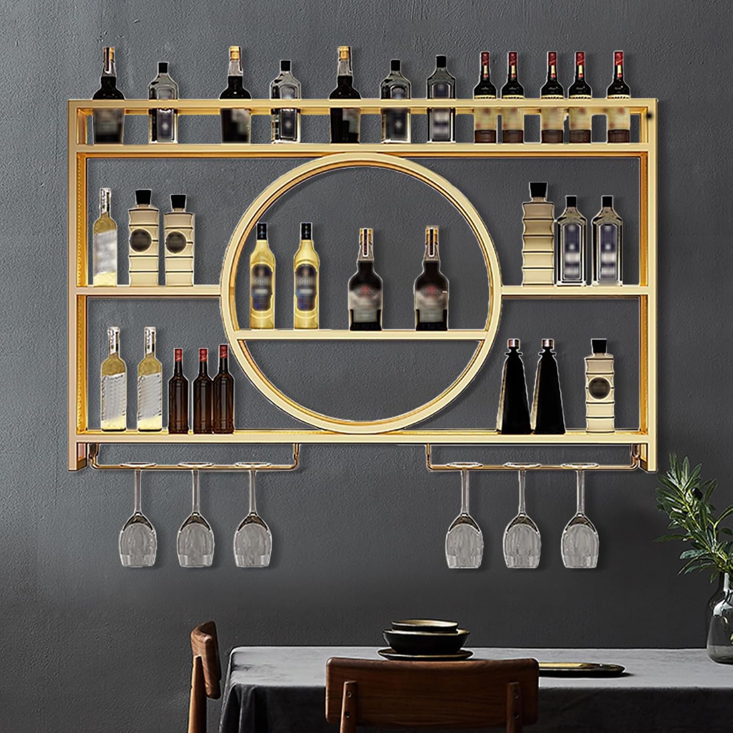 Portabottiglie da parete, salvaspazio, da bar, adatto sotto frigoriferi, armadietto angolare per whisky, per bevande alcoliche (100 x 15 x 80 cm)