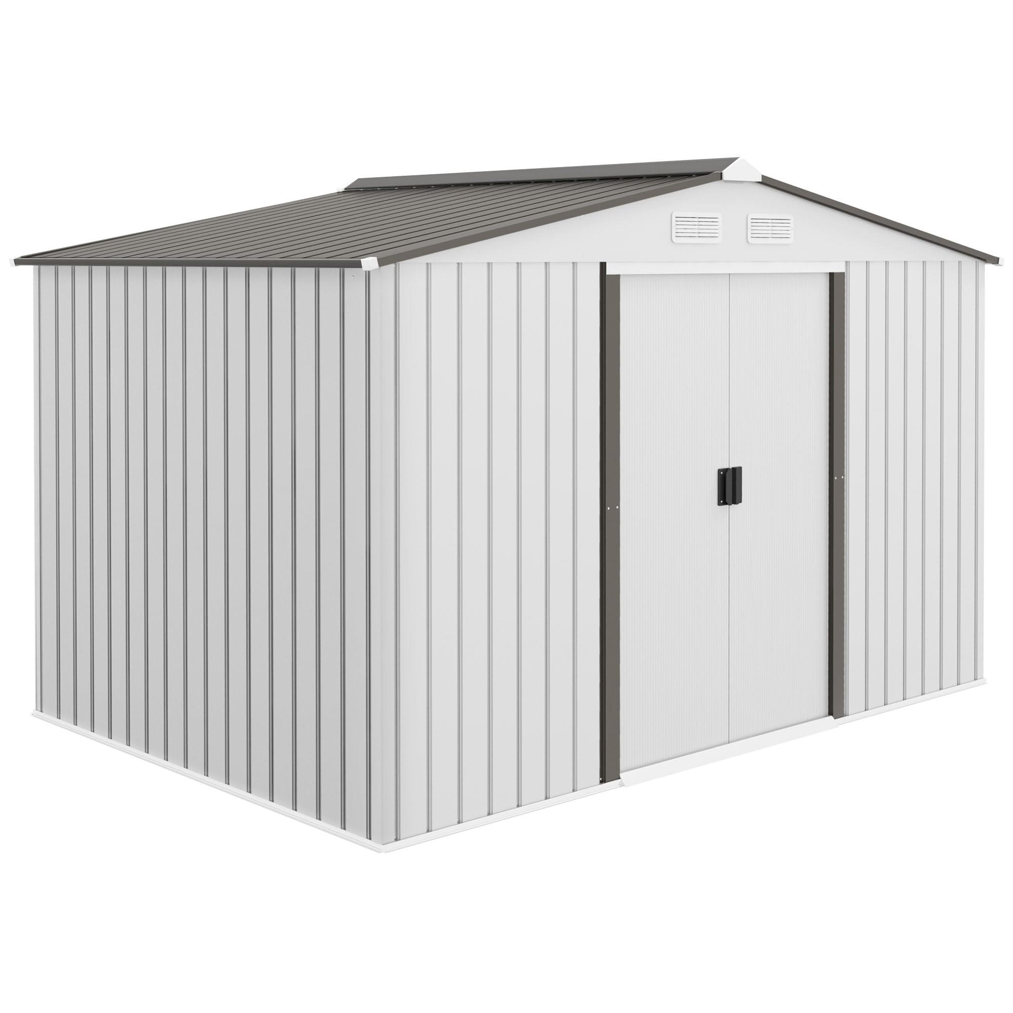 Outsunny Caseta de Jardín Exterior, 5 m² 277x195x192 cm, Cobertizo de Jardín Exterior Metálico con 2 Puertas Correderas, Base Refuerzo (Suelo NO Incluido) y 4 Ventanas, Gris — view 15