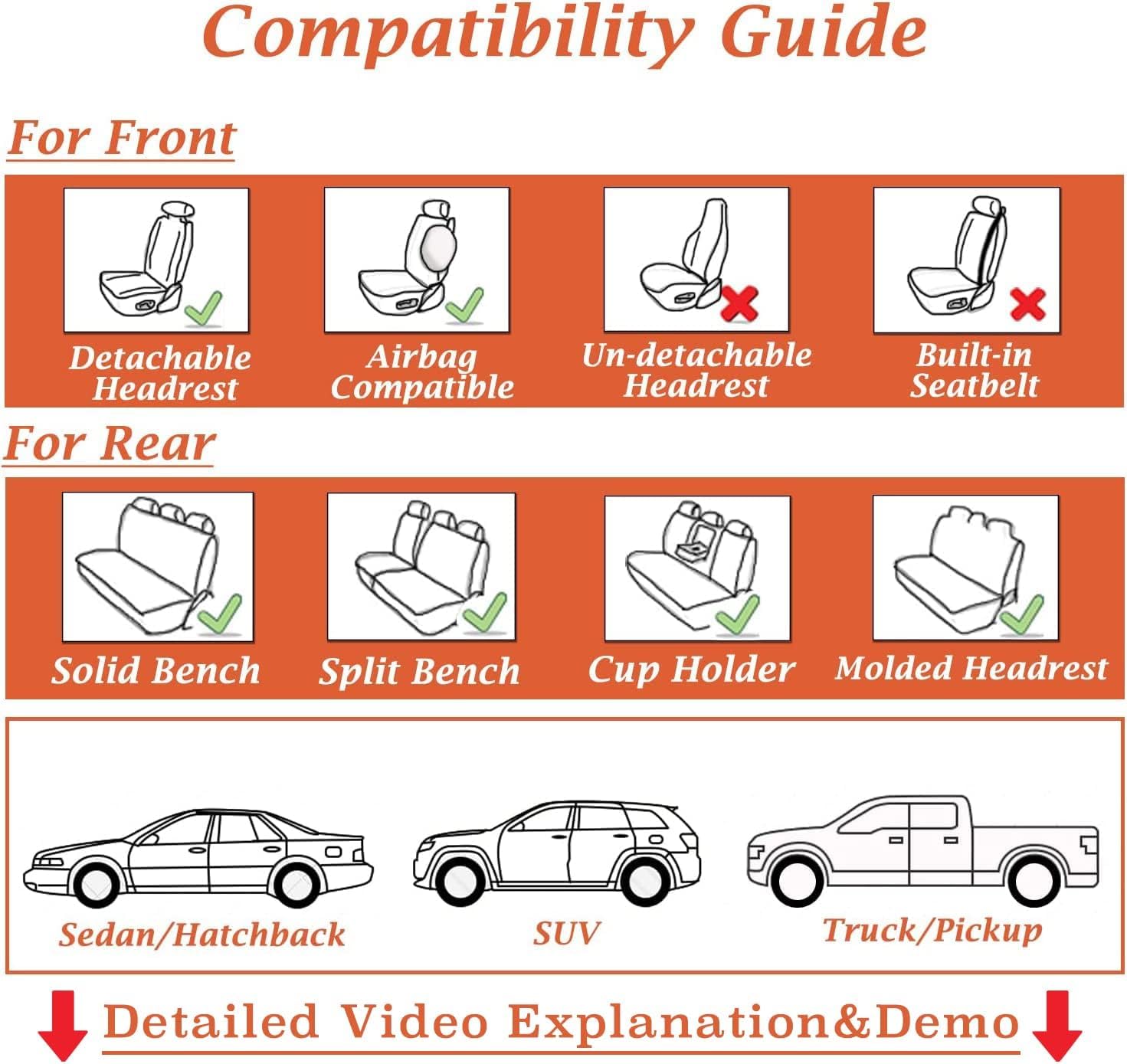 Car Seat Cover for Hyundai Santa Cruz 2022-2026 Waterproof and Dustproof Faux Leather Airbag Compatible Cushion Protectors Guards — view 8