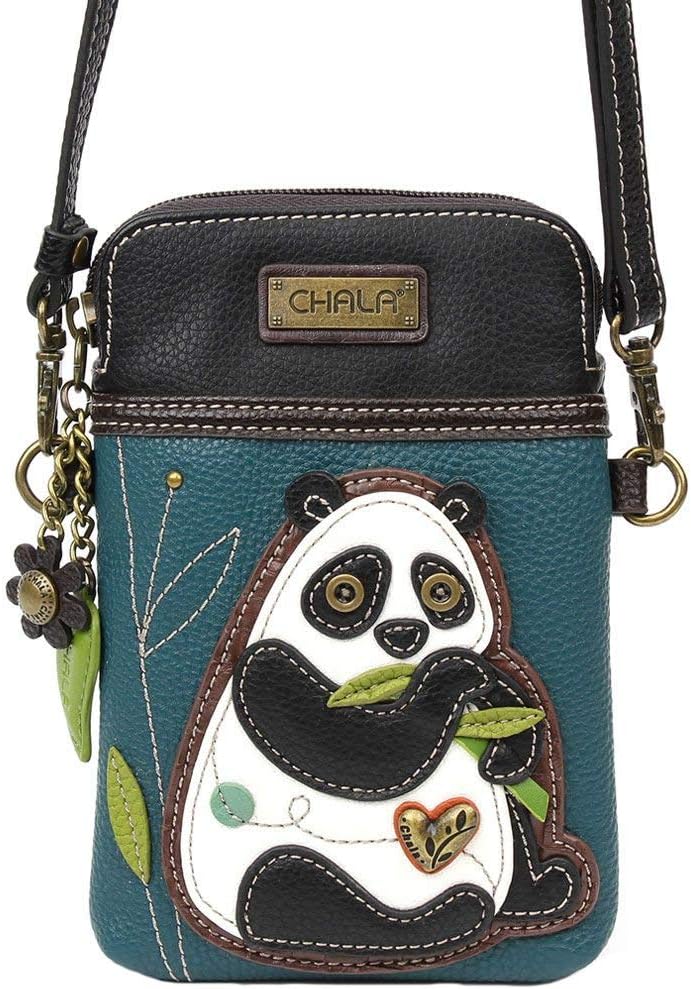 Chala Panda Cellphone Crossbody Handbag - Convertible Strap Panda Lovers