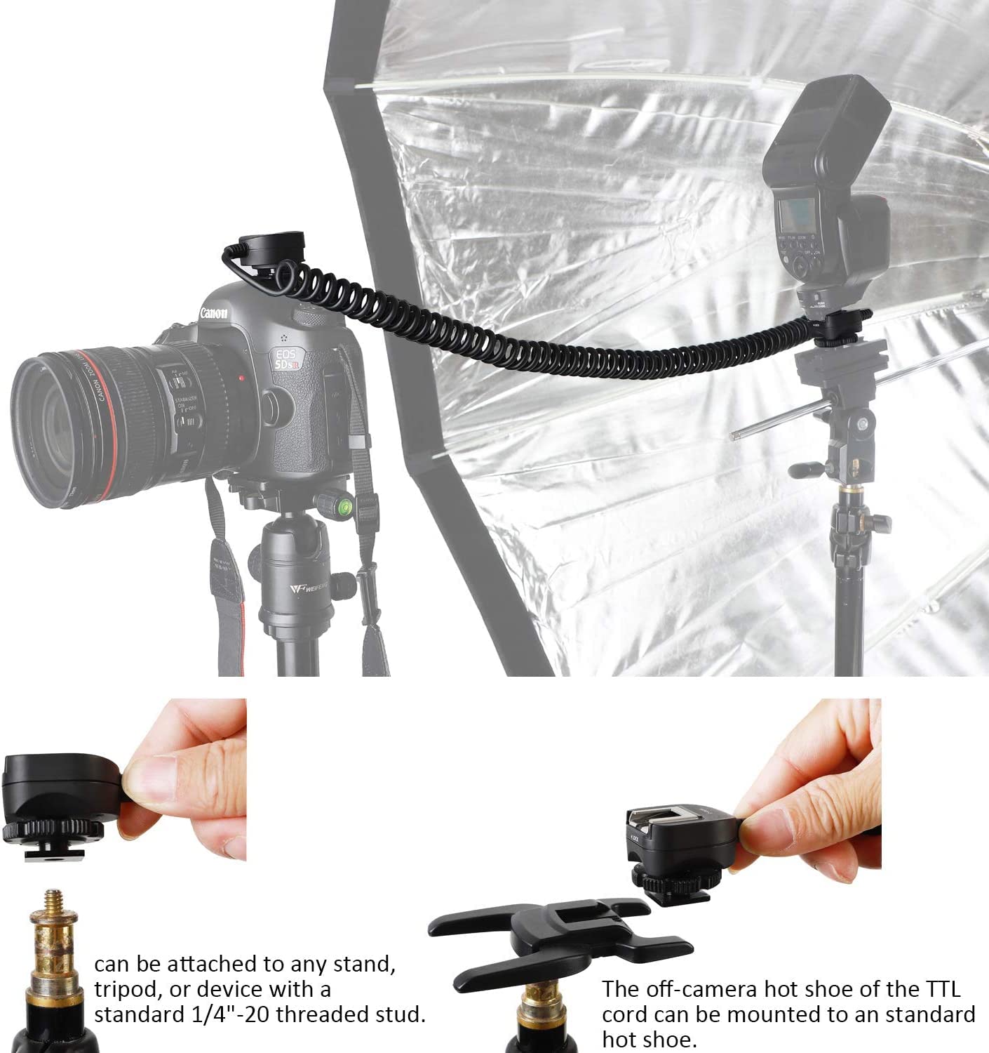 Easy Hood TTL - Cable de flash Speedlite para cámara Sony ZV-1 A9 A7R IV A7 A7R A7R A7S A7 II A7 III A7R II A7R II A7R III A7SII A6500 A6400 A6300 con Multi Interfaz MI Shoe