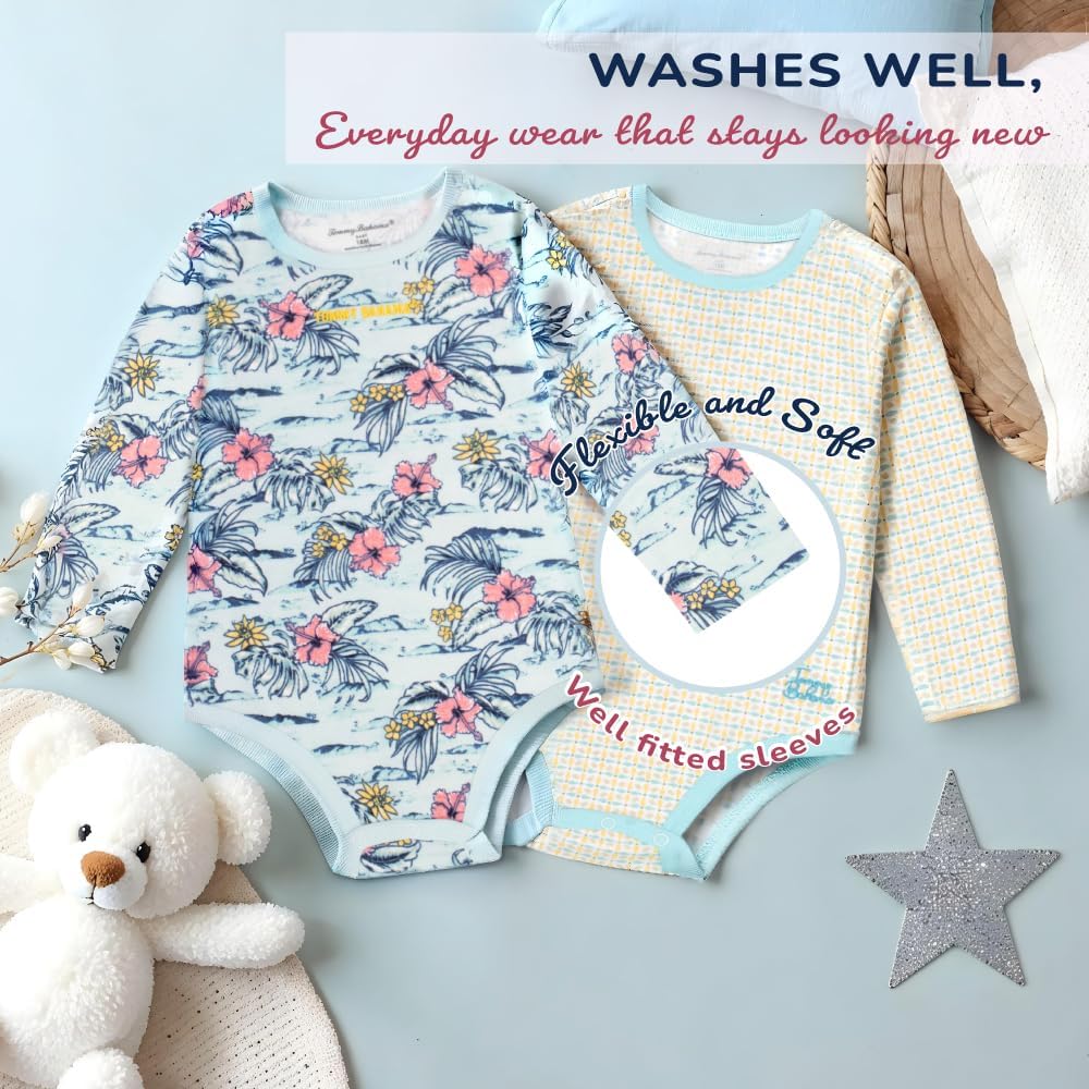 Tommy Bahama Baby 5-Piece Onesie Set - 100% Cotton Long Sleeve Bodysuit 5-Pack for Infant Boys and Girls - Image 3