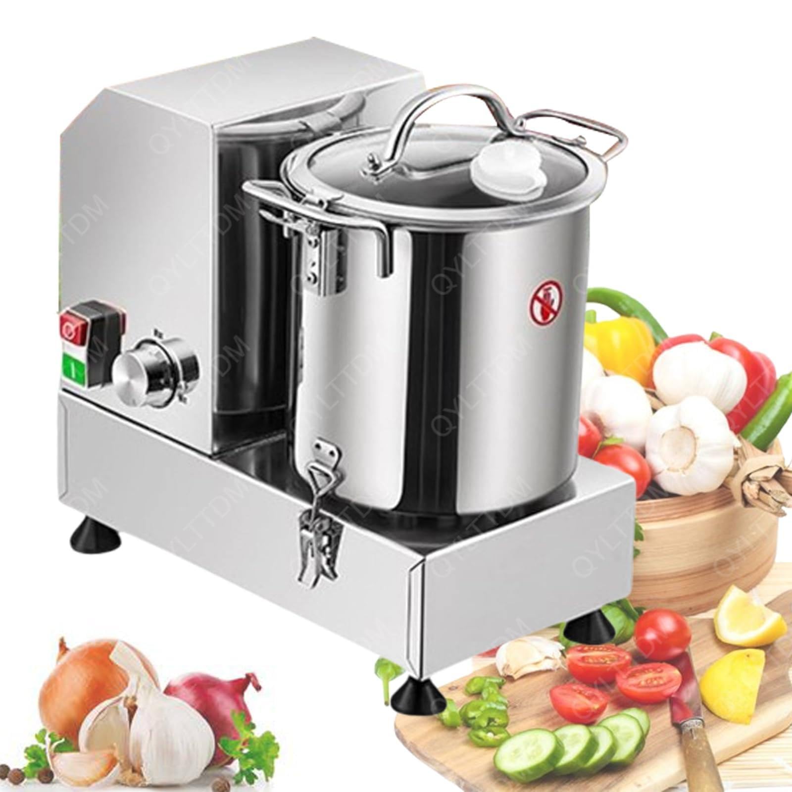 WYBYYDS Commercial Food Processor Heavy Duty Electric Vegetable Chopper,6L/9L/15L Meat Grinder Veggie Cutter Mincer for Potato, Onion, Ginger, Cabbage 9L