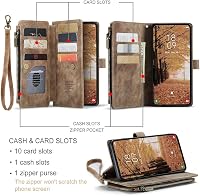 UEEBAI Samsung Galaxy A55 5G Tok Retro Bőr Flip Telefontok Mágneses Zárás Kártyatartó Állvány Funkció Pénztárca Csuklópánt - Barna 3