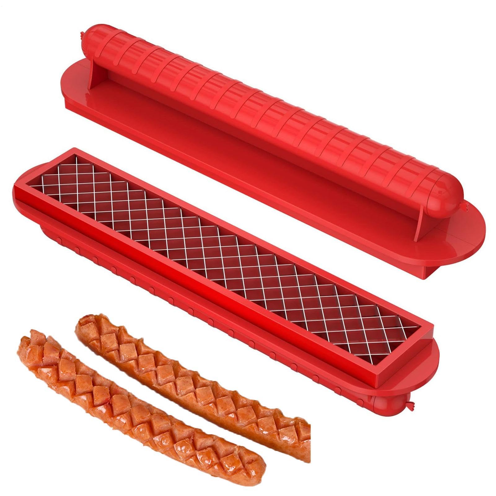 Hot Dog Slicer, Hot Dogs Cutter Tool Sausage Slicers For BBQ, 29.5cm Stainless Steel & ABS, Portable Slot Dog Cutter Tool For Grilling, S-piral Grilling Tool For BBQ