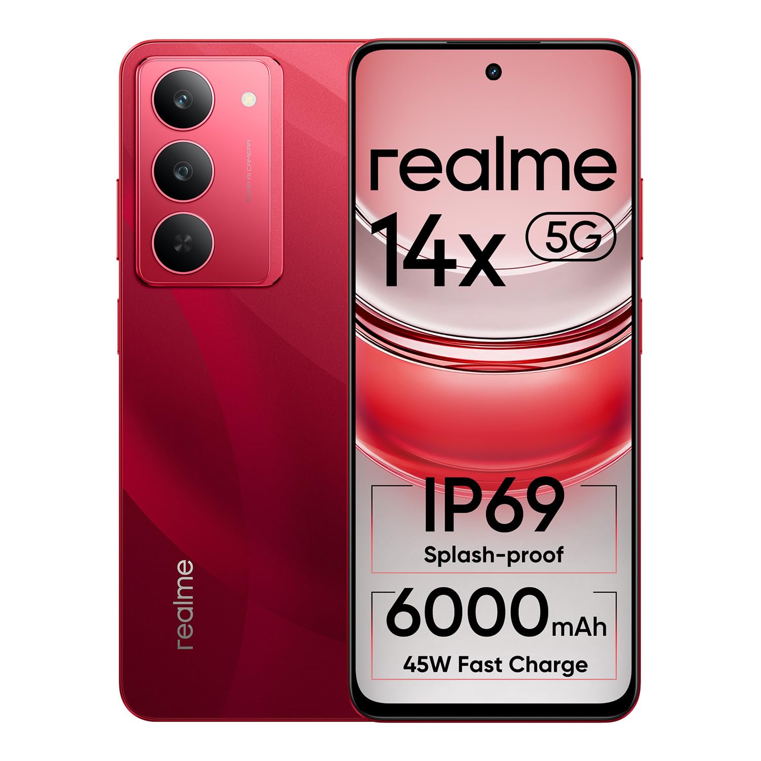 realme 14x 5G Smartphone 6+128GB red, 6.67-inch Screen