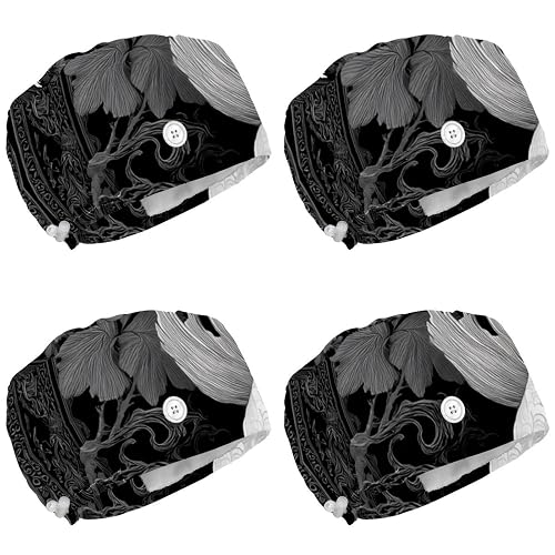 Adjustable 4 Packs Animals Giraffe (1) Scrub Cap, Working Hat