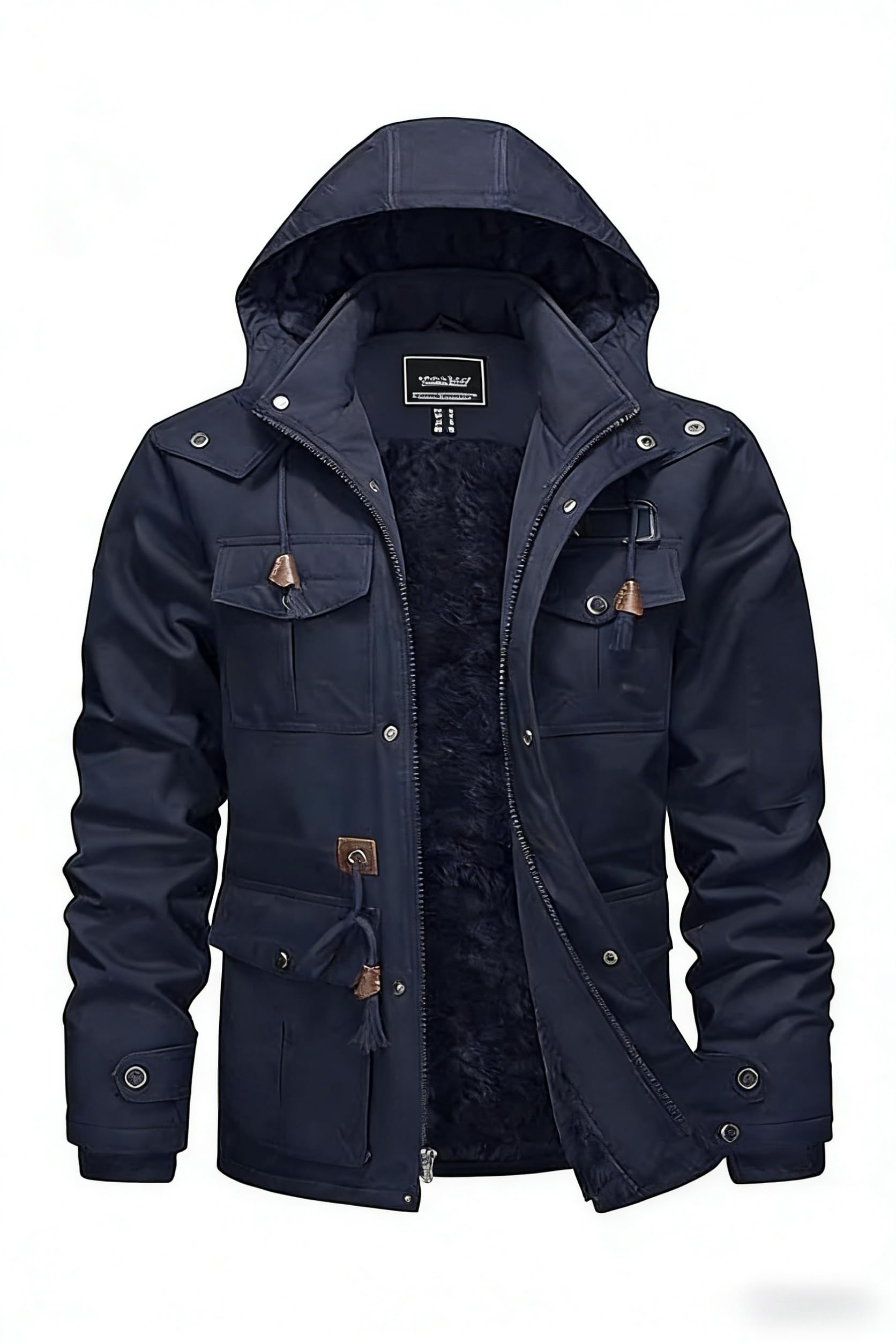 KEFITEVD Winterparka Herren Fleece Gefüttert Winterjacke mit Viele Taschen