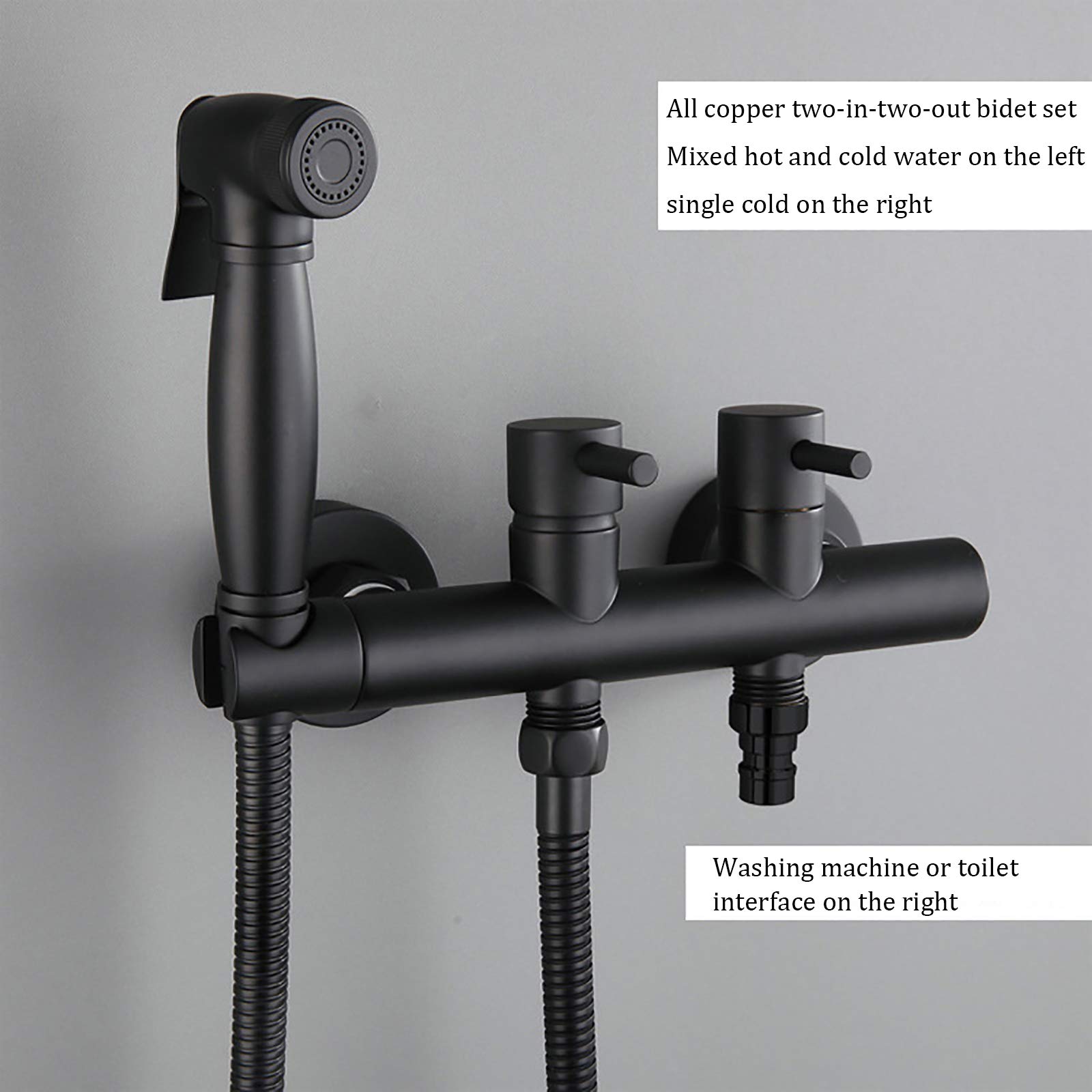 Juego de ducha de bidé portátil negro montado en la pared, kit completo de higiene para baño, temperatura ajustable del agua, fácil instalación, ideal para uso doméstico