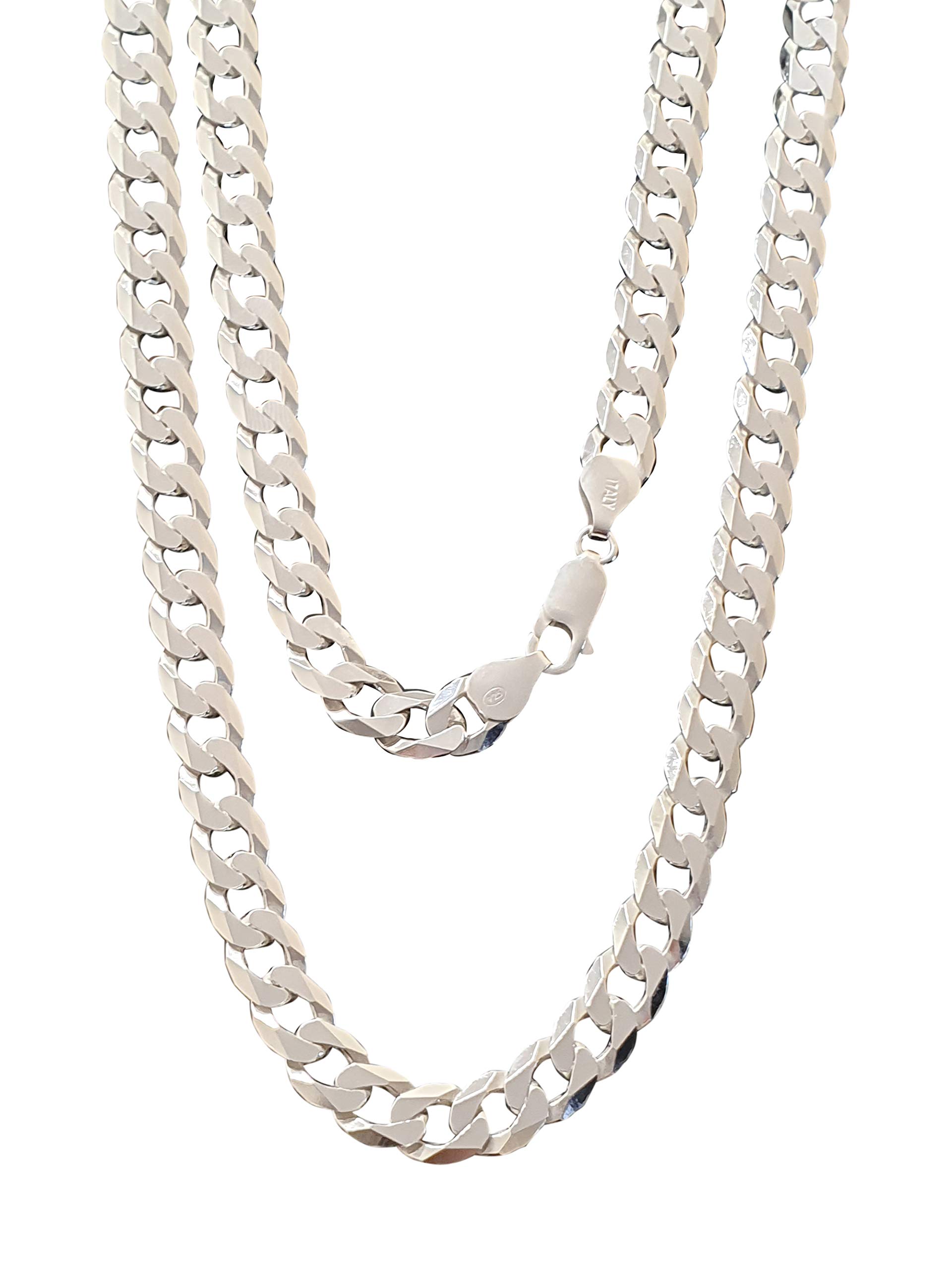 8mm Solid 925 Silver Curb Chain for Men Available in 46cm 48cm 50cm 52cm 55cm 60cm and 65cm Mens Silver Chain