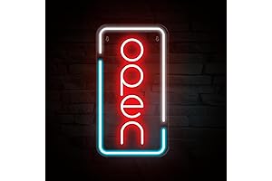 Ultra-Bright LED Neon Open Sign, Vertical 16.9"x 9"