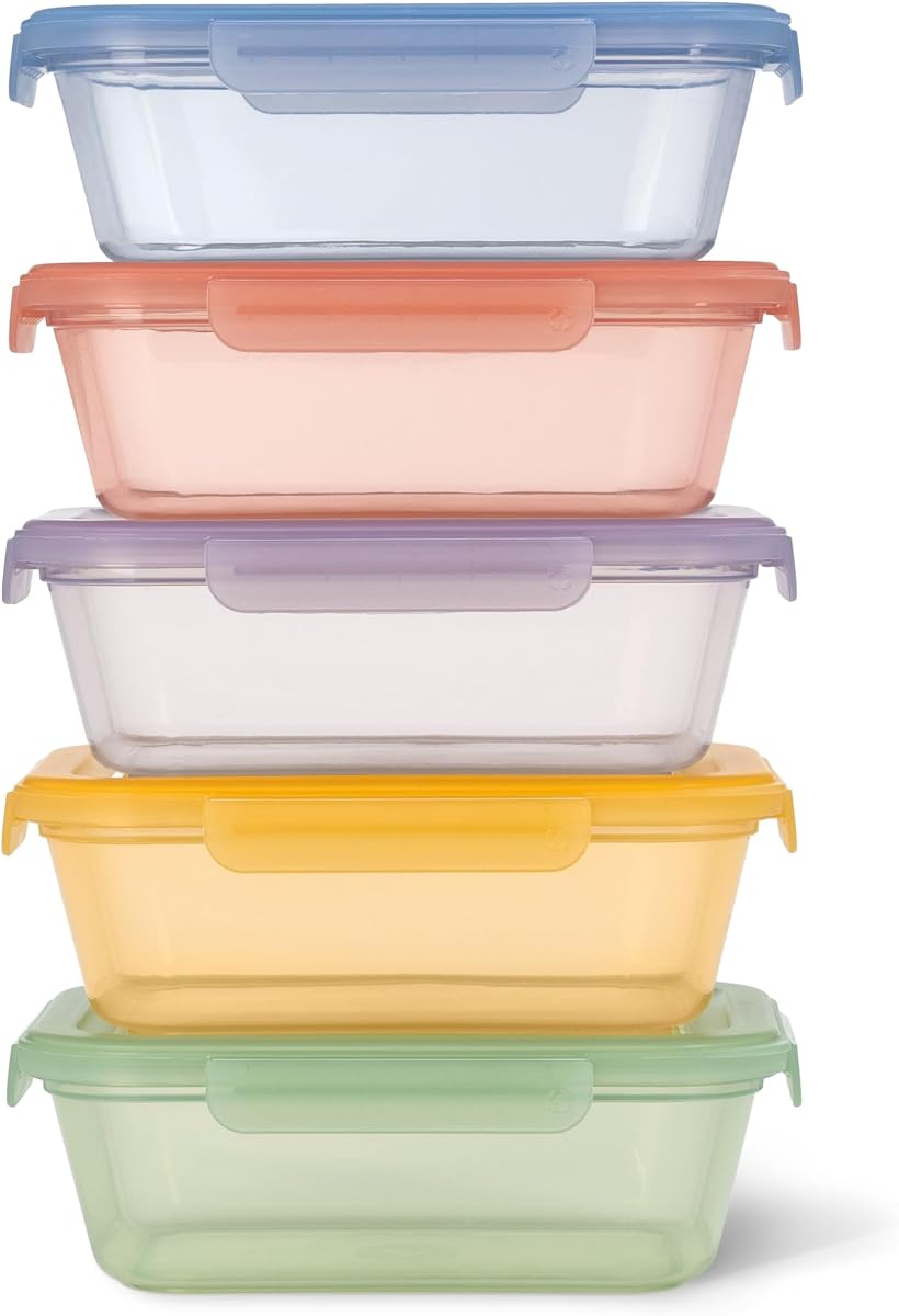 Ello Snap & Nest 4.5 Cup Plastic Meal Prep Set, 10 Piece, Desert Festival | Reusable plastic meal prep set, 10 pieces. BPA-free, great for meal prepping, food storage & healthy eating. Dishwasher safe