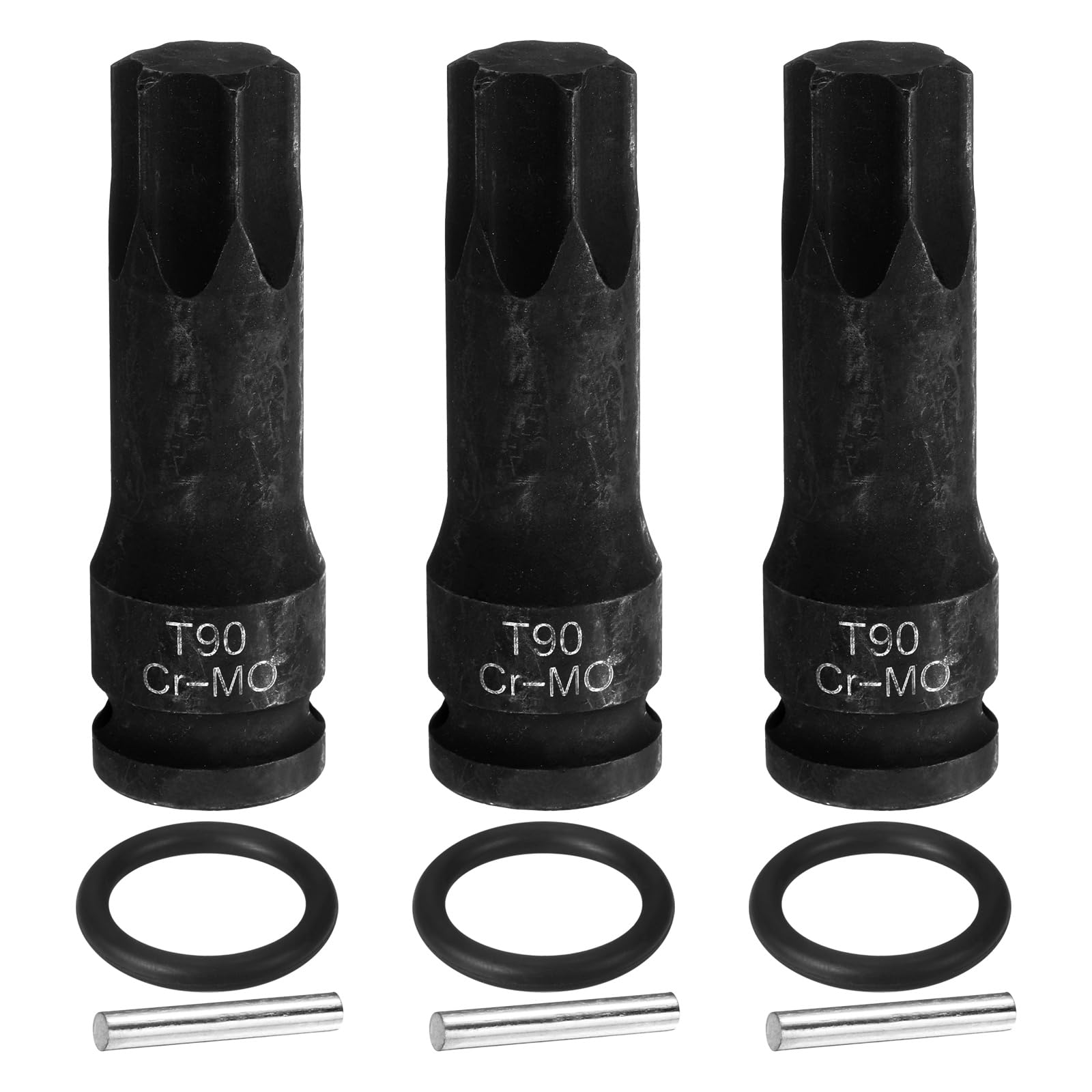 sourcing map 1/2" Drive Torx Bit Socket, T90, CR-MO Steel, 3pcs