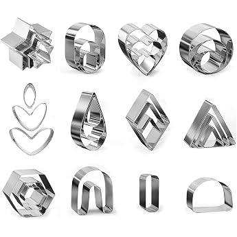 Polymer Clay Cutters Mini 30 Pieces Stainless Steel Polymer Clay Jewellery Making Cookie Cutters Set DIY Tools for Biscuit Cookies Cake Decorations Jewellery Tools