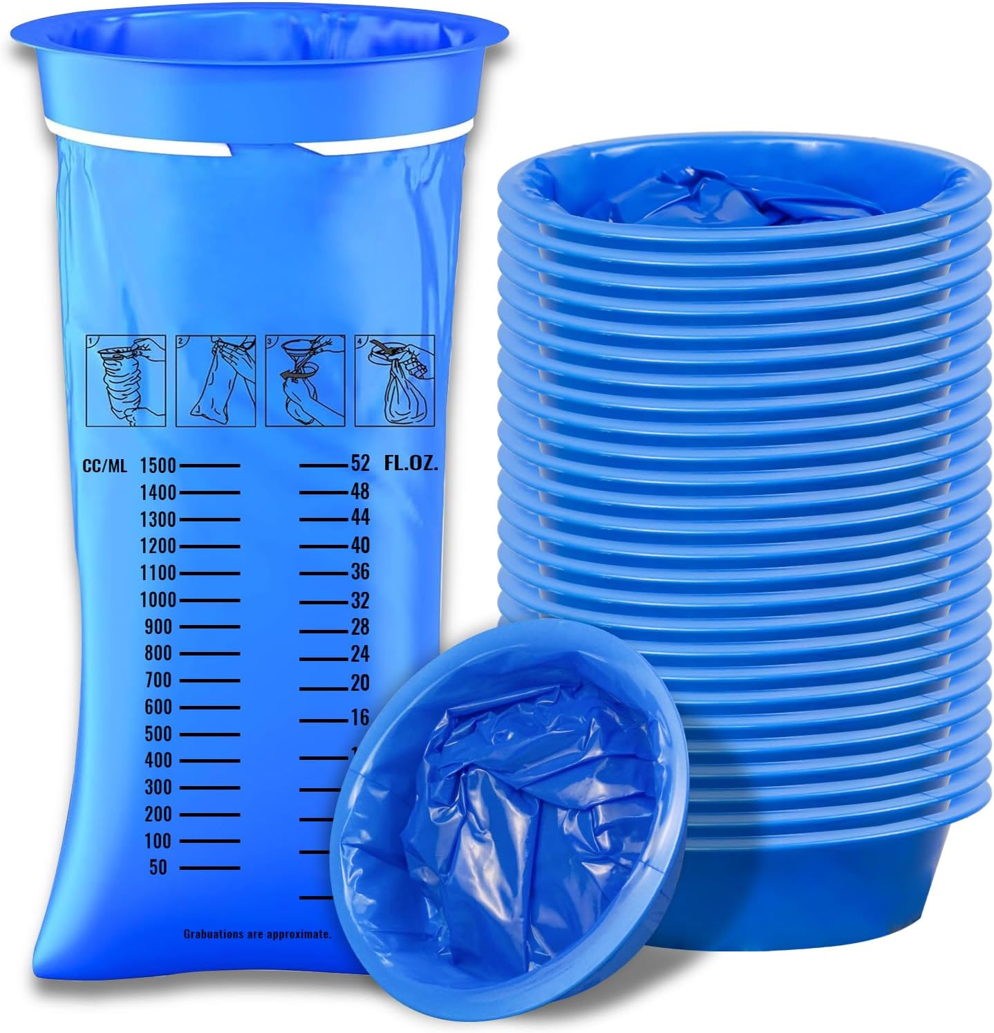 28PCS Sick Bags Blue High Density Leakproof Odor Control Emesis Vomit Bags