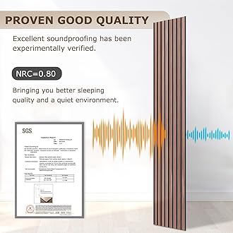 DOLLAR BOSS Wood Slat Acoustic Panels for Wall, 94.5" x 12.6" 2Pcs Soundproof Absorbing Wall Panel with Wood Finish 3D Fluted for Ceiling Kitchen Bedroom Office, Walnut