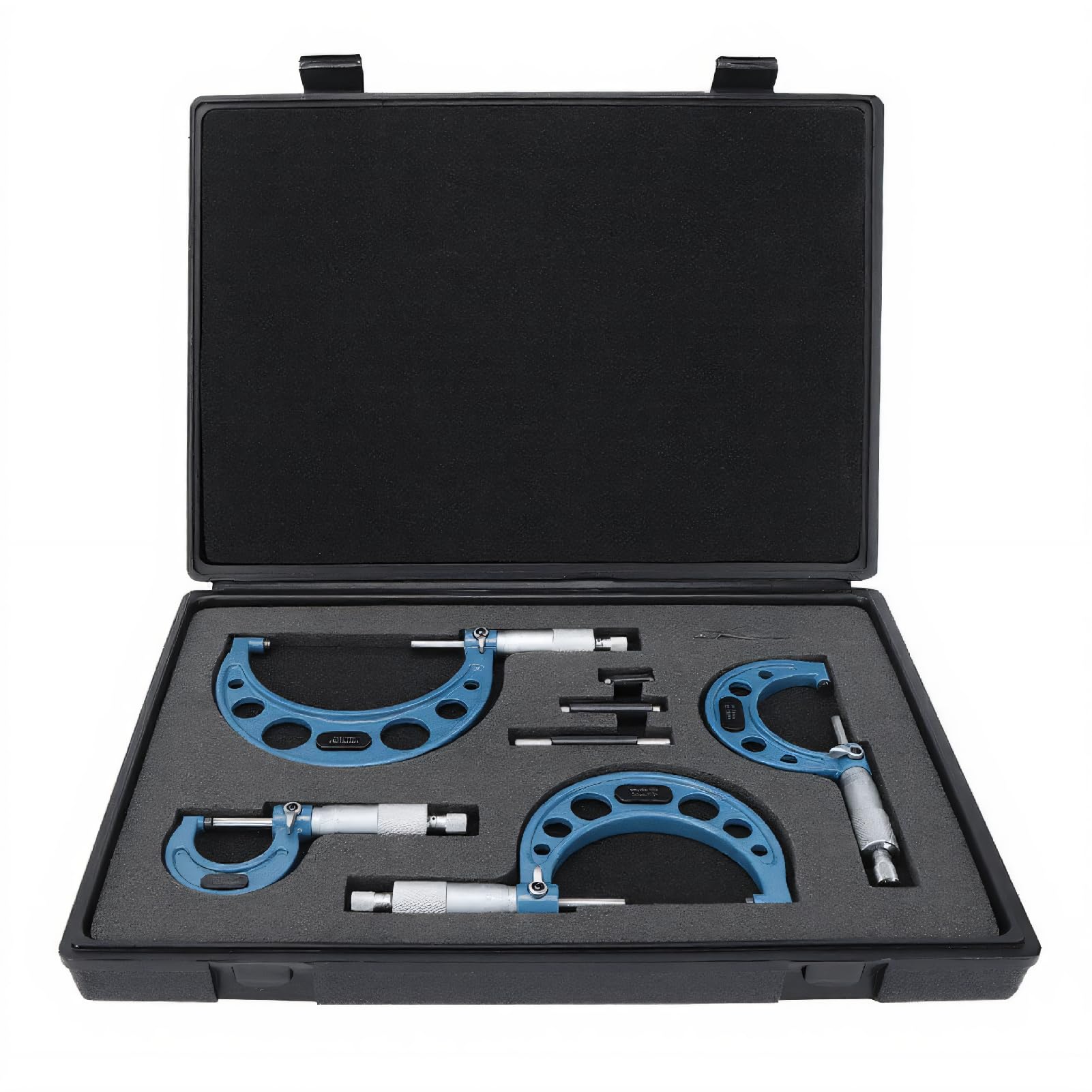 4Stück Außermikrometer-Set, 0-100mm, 0,01mm Präzision, mit Aufbewahrungsbox - Ideal für genaue Längen-, Durchmesser- und Biegemessungen