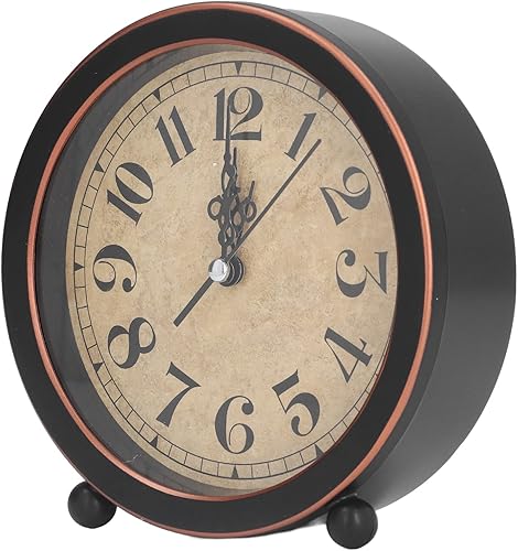 Tissting Reloj despertador de mesa, estilo retro, silencioso, sin tictac, funciona con pilas, reloj de noche, reloj analógico de fácil