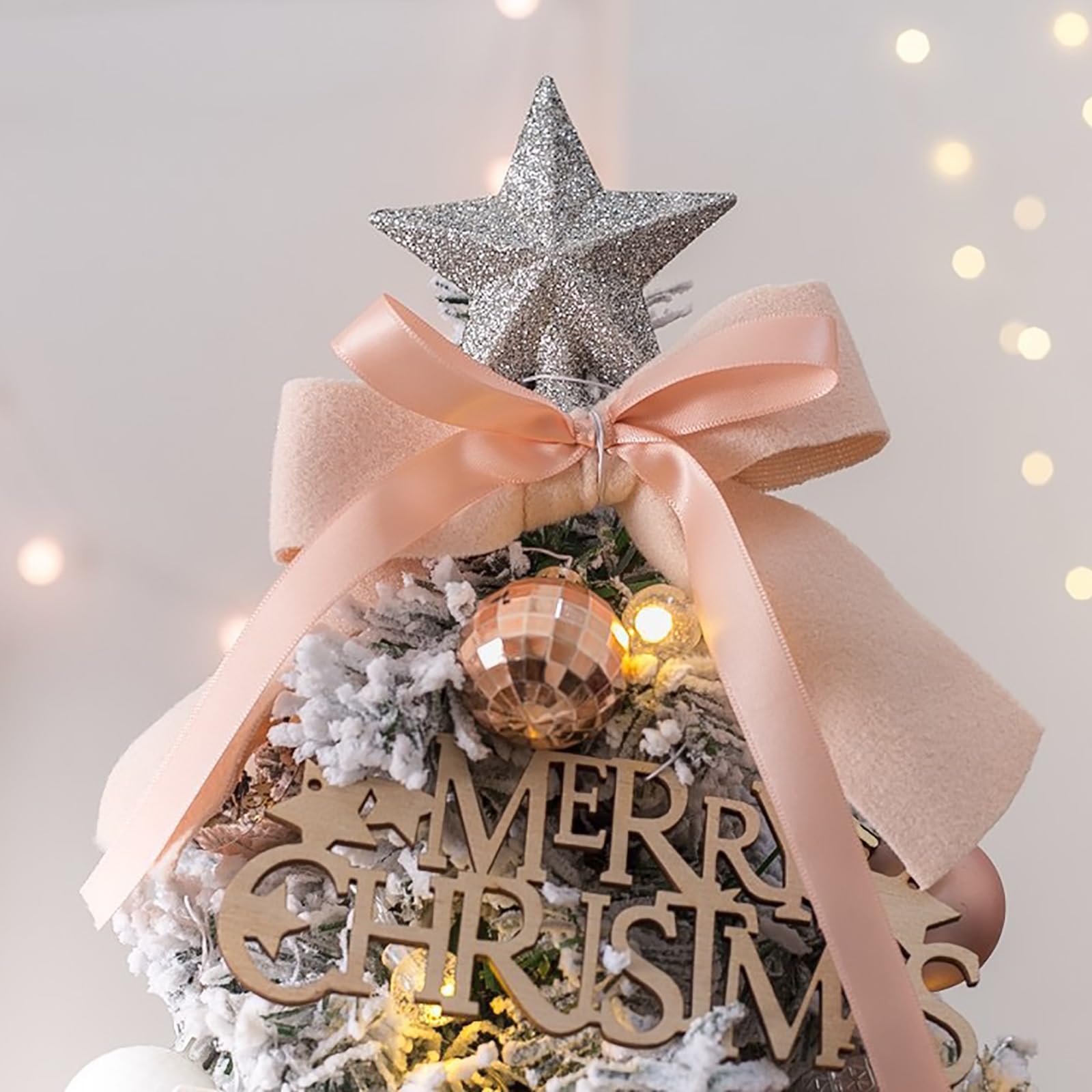 Arbol de Navidad Pequeño con Luces Integradas, Árbol de Navidad Artificial de Mesa de 45/50 cm con Luces LED, Pinos Navideños Pequeños con Base(50cm/20in)