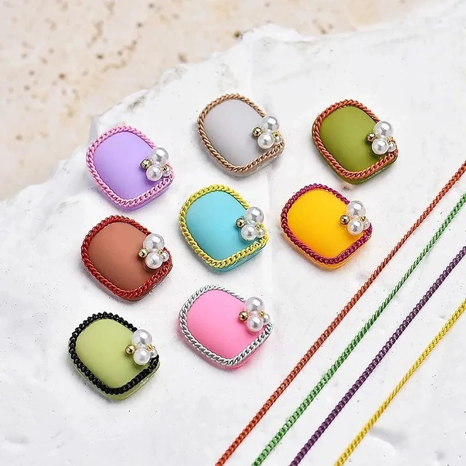 24 Strips Multicolor Nail Chains, 1 Box 24 Colors Flat Metal Chain Nail Charms, Assorted Rainbow Color Punk Gothic Nail Jewelry for Women DIY Manicure Accessories Nail Art Supplies image 5