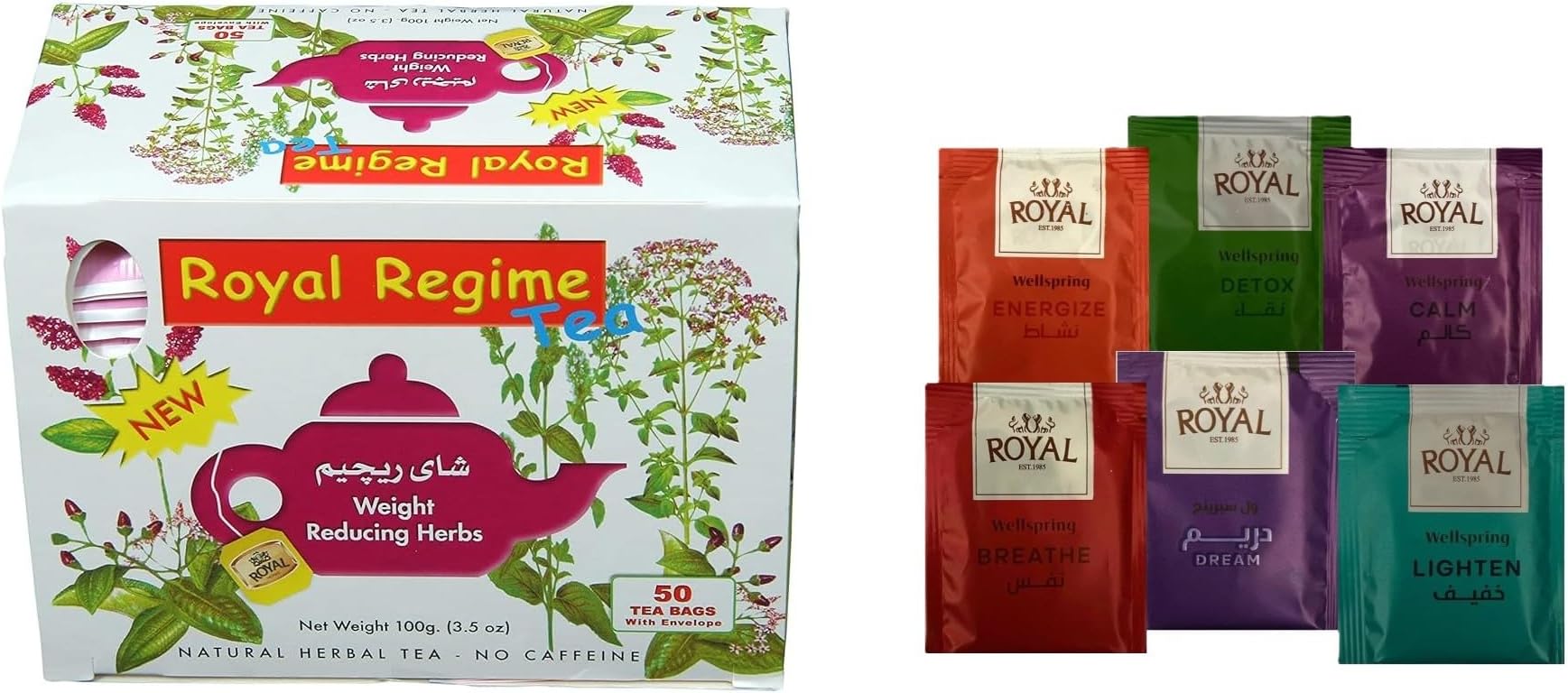 Royal Regime Tea Weight Reducing Slimming Herbal Loss Diet Chai Bags, 100 Grams, Pack of 50 Tea Bags (Product of Egypt)