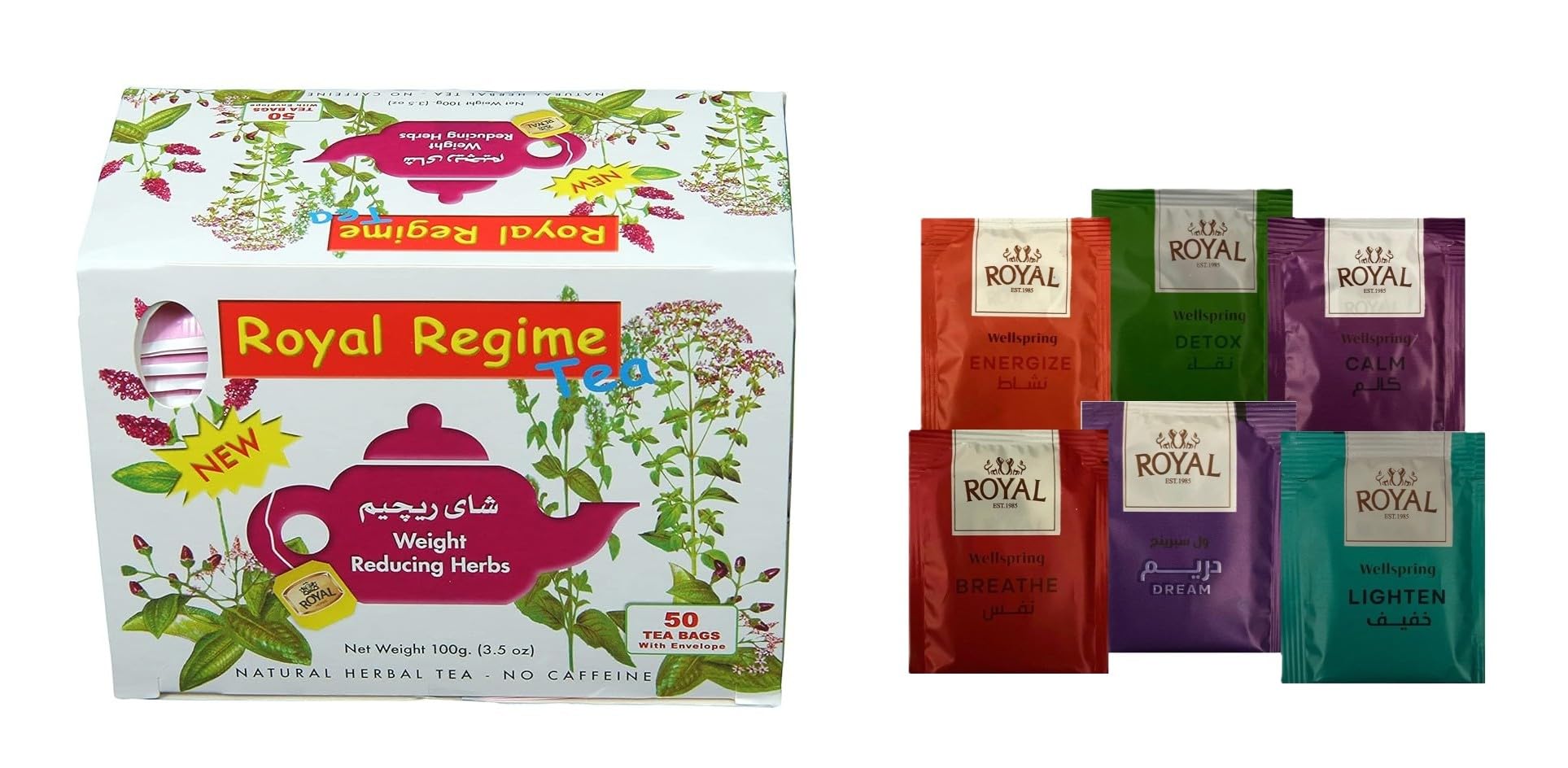 Royal Regime Tea Weight Reducing Slimming Herbal Loss Diet Chai Bags, 100 Grams, Pack of 50 Tea Bags (Product of Egypt)