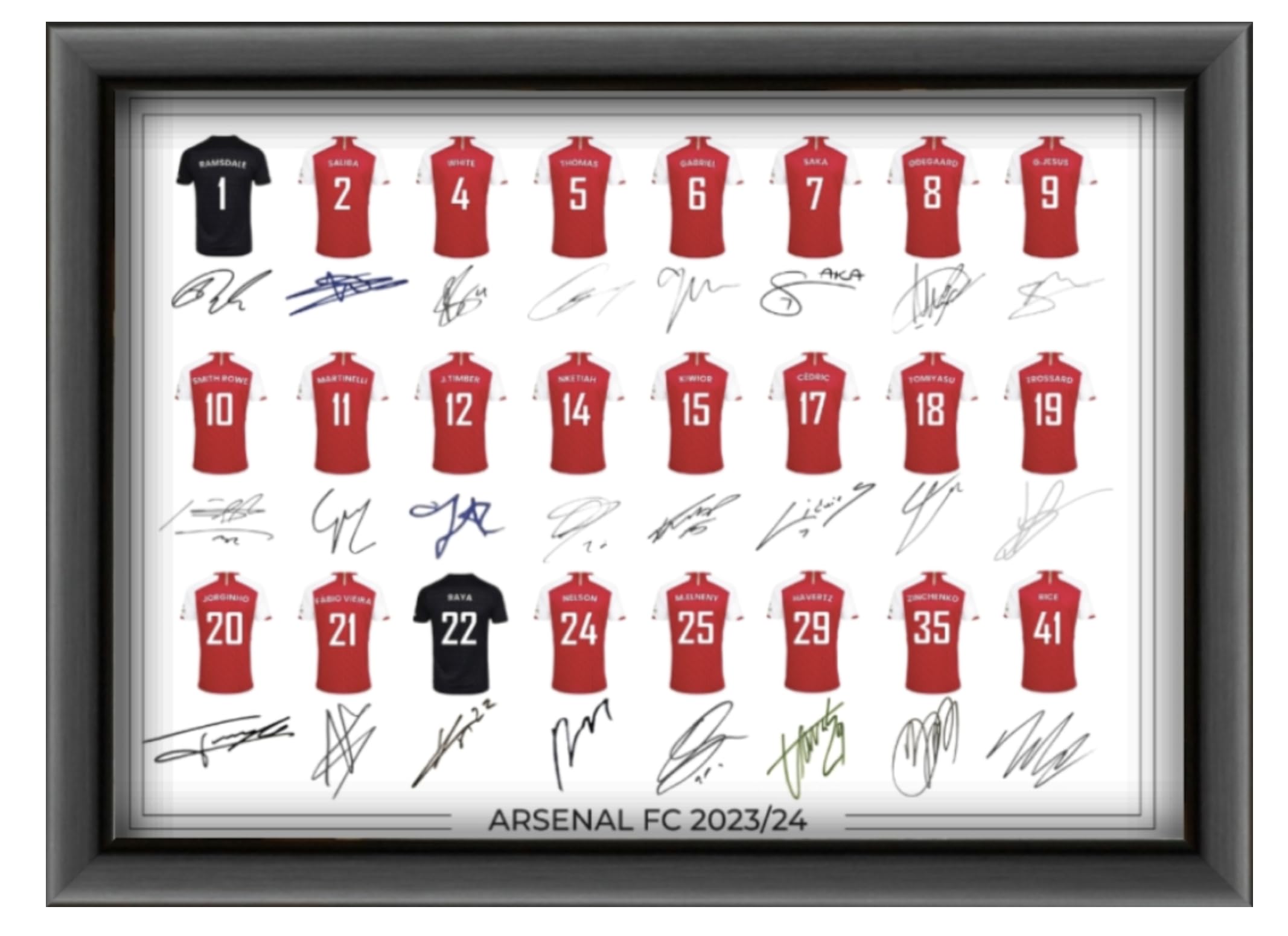 Ava Dylan Arsenal FC Autographed Team Poster Print - Full 2023-24 Squad A3 A3 Unframed