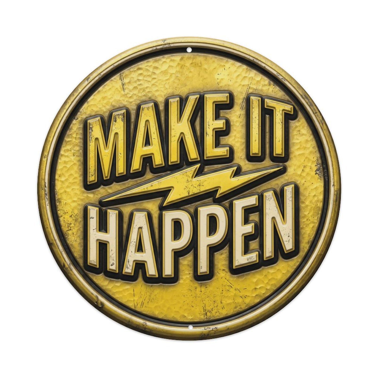 Make It Happen Vintage Garage Ornament Retro Slogans Metal Tin Sign