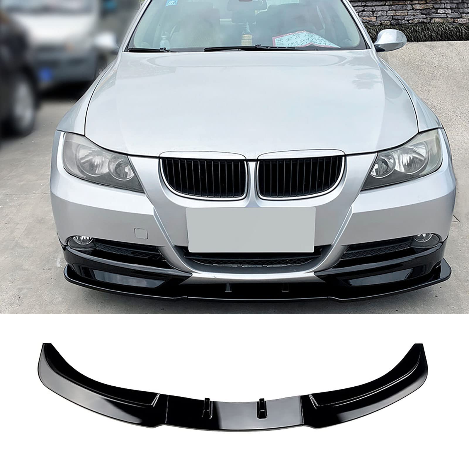 ONURTH Lèvre de Pare-Chocs de Spoiler Avant pour BMW 3 Series E90 E91 320i 325i 2005-2008, Accessoires de Garniture extérieure du kit de Corps de Lame de séparateur inférieur,Glossy Black