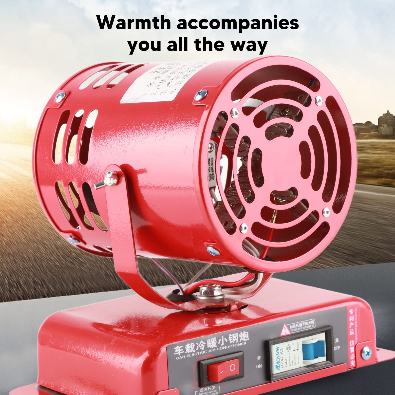 Calentador de Coche Portátil de 12V, Calefactor Coche Mechero de Aleación de Aluminio, 50 ℃ - 70 ℃, Calentador de Automóvil con Encendedor de Cigarrillos, 1000W-1200W, para Desempañar Cristales(12V)