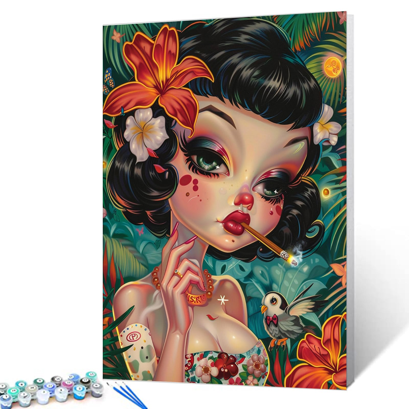 【インパクトアート/額つき】Warning Psycho Girl【S10号 Amazon.com: Bad Girl Smoking Cigar Paint by Numbers Kits with