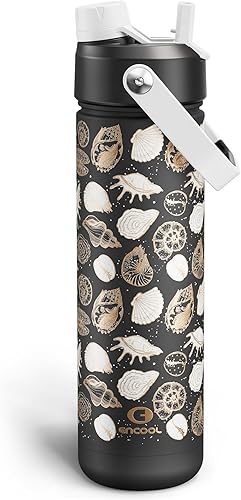 Miniatura 58 de ENCOOL Botella de agua aislada con popote, de acero inoxidable, a prueba de fugas, sin BPA, al vacío de doble pared que se mantiene fría durante 24