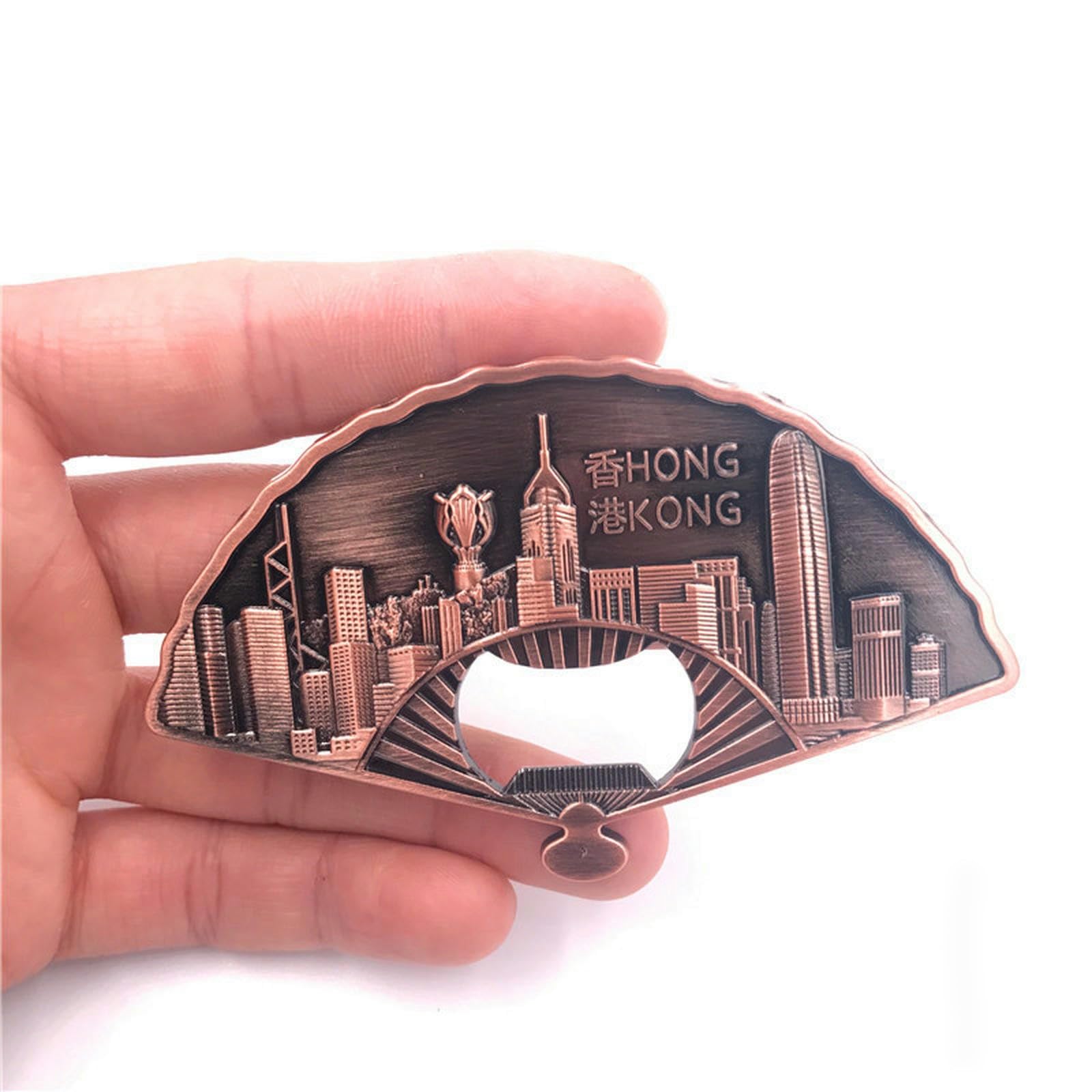 Kongzizzw A Metal Three-Dimensional Bottle Opener Building Magnetic Refrigerator Magnet Hong Kong Characteristic Tourist Souvenir