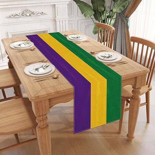 Miniatura 3 de Jiudungs Linen Mardi Gras Camino de mesa de 717in de largo decoración de mesa Mardi Gras de Nueva Orleans Mardi Gras Brasil decoración de carnaval y