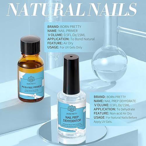 Miniatura 9 de BORN PRETTY Deshidratador e imprimación de uñas, 0.5 onzas líquidas, deshidratador libre de HEMA y TPO para esmalte de uñas acrílico y gel,