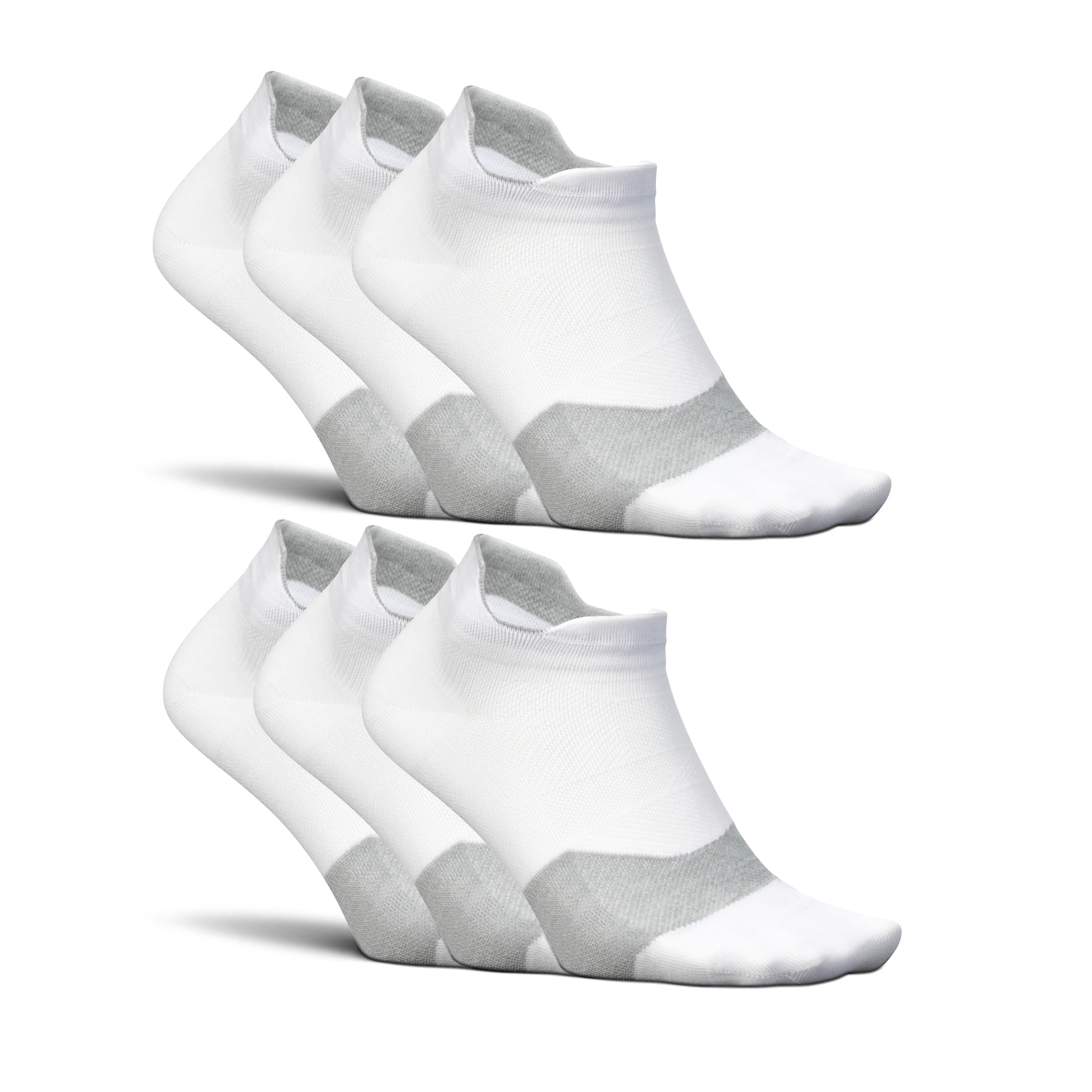 Feetures Elite Ultra Light Cushion Ankle Socks - Sport Sock with Targeted Compression - New White, XL (6 Pair)