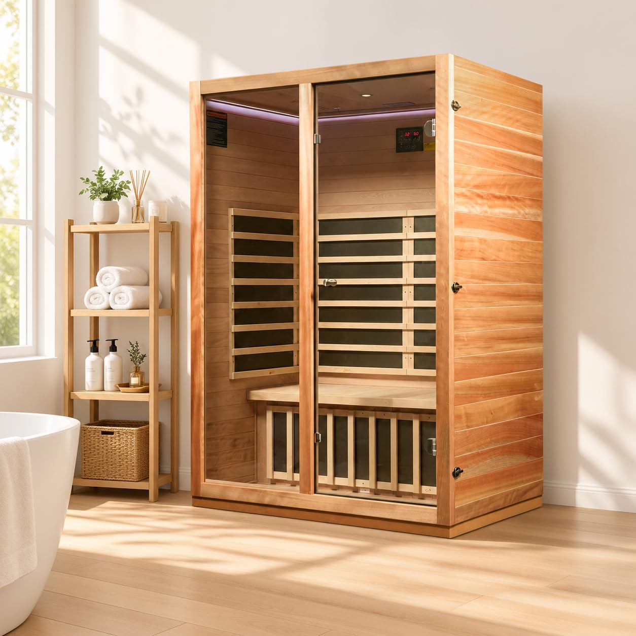 Infrared Sauna,Low EMF,2 Person Sauna,Premium Wood,Indoor Sauna