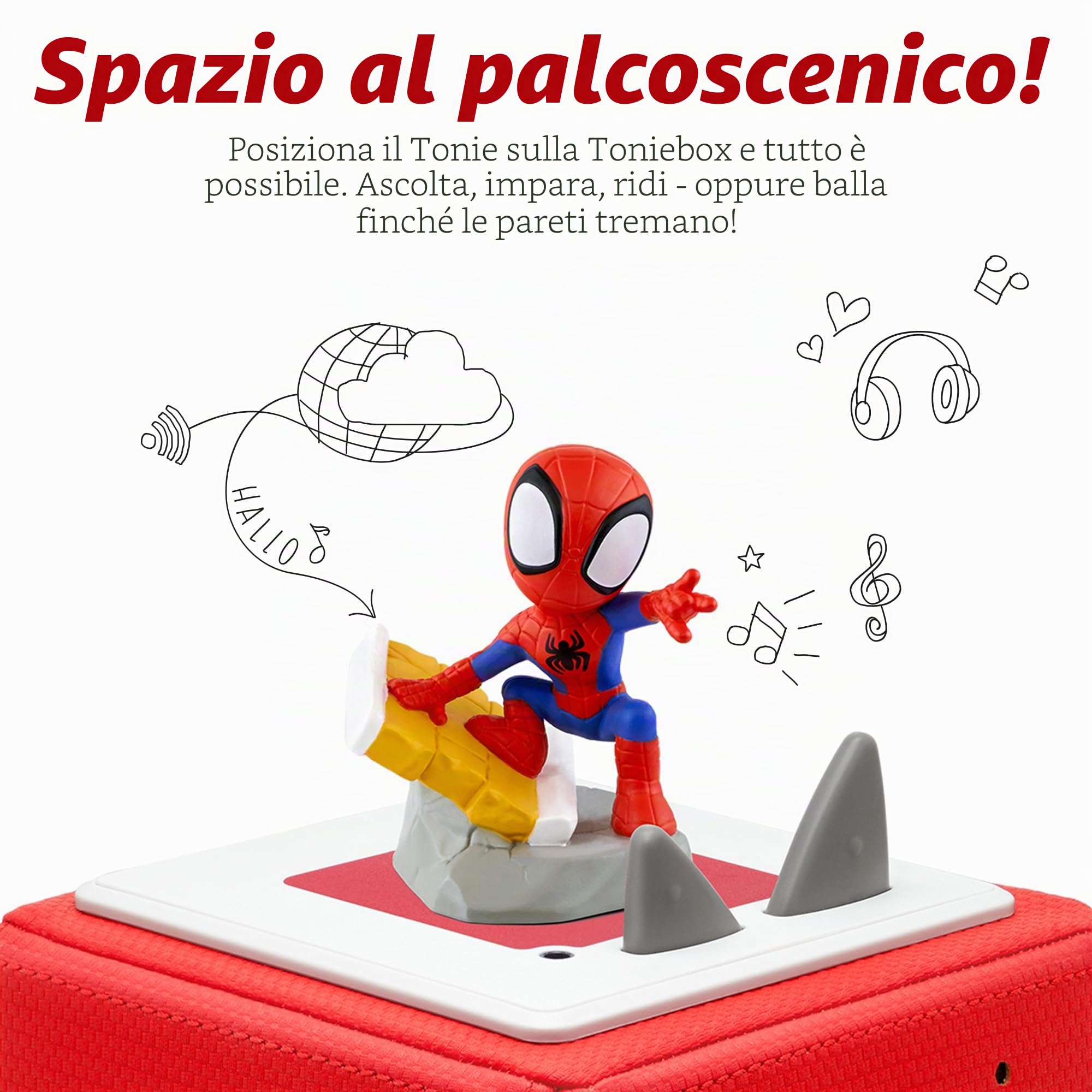 tonies Personaggi uditivi per Toniebox, Marvel Spidey e i suoi super amici Il team Spidey & 3 altre emozionanti avventure, gioco per bambini dai 4 anni in su, tempo di gioco circa 57 minuti