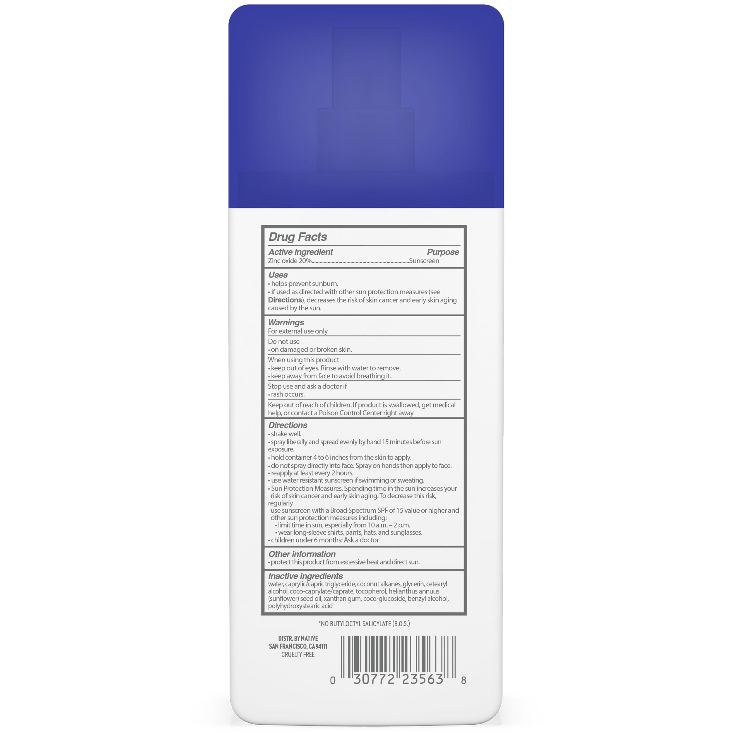 Native Sunscreen Pump Spray Lotion | Unscented SPF 30, 100% Mineral SPF for Face & Body Broad Spectrum UVA UVB, Suitable for Sensitive Skin & Hawaii Compliant, Lightweight & No Residue, 7oz