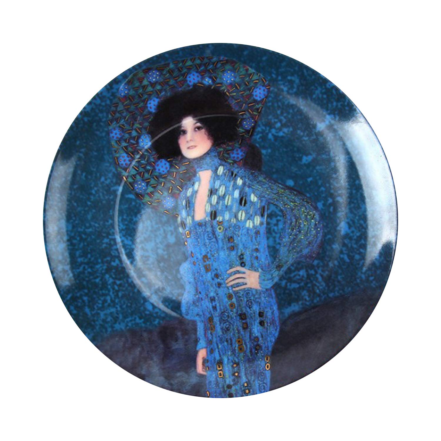 SHINING 8 Inch Creative Oil Painted Klimt System Bone China Dinner Plates Steak Fruits Dessert Dish Home Decor Tableware Soup Salad Plate (Emily)
