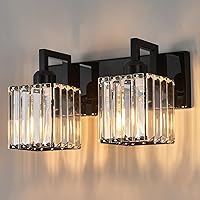 Vista 21 de Moderna lámpara de cristal para tocador/pared de baño, de 6 luces, con acabado de latón cepillado color dorado