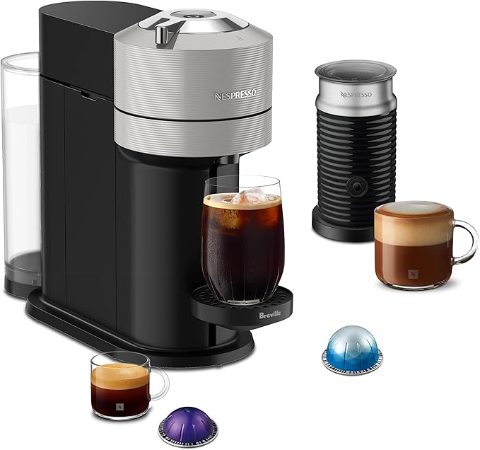 Nespresso Vertuo Next Breville + mousseur, gris clair