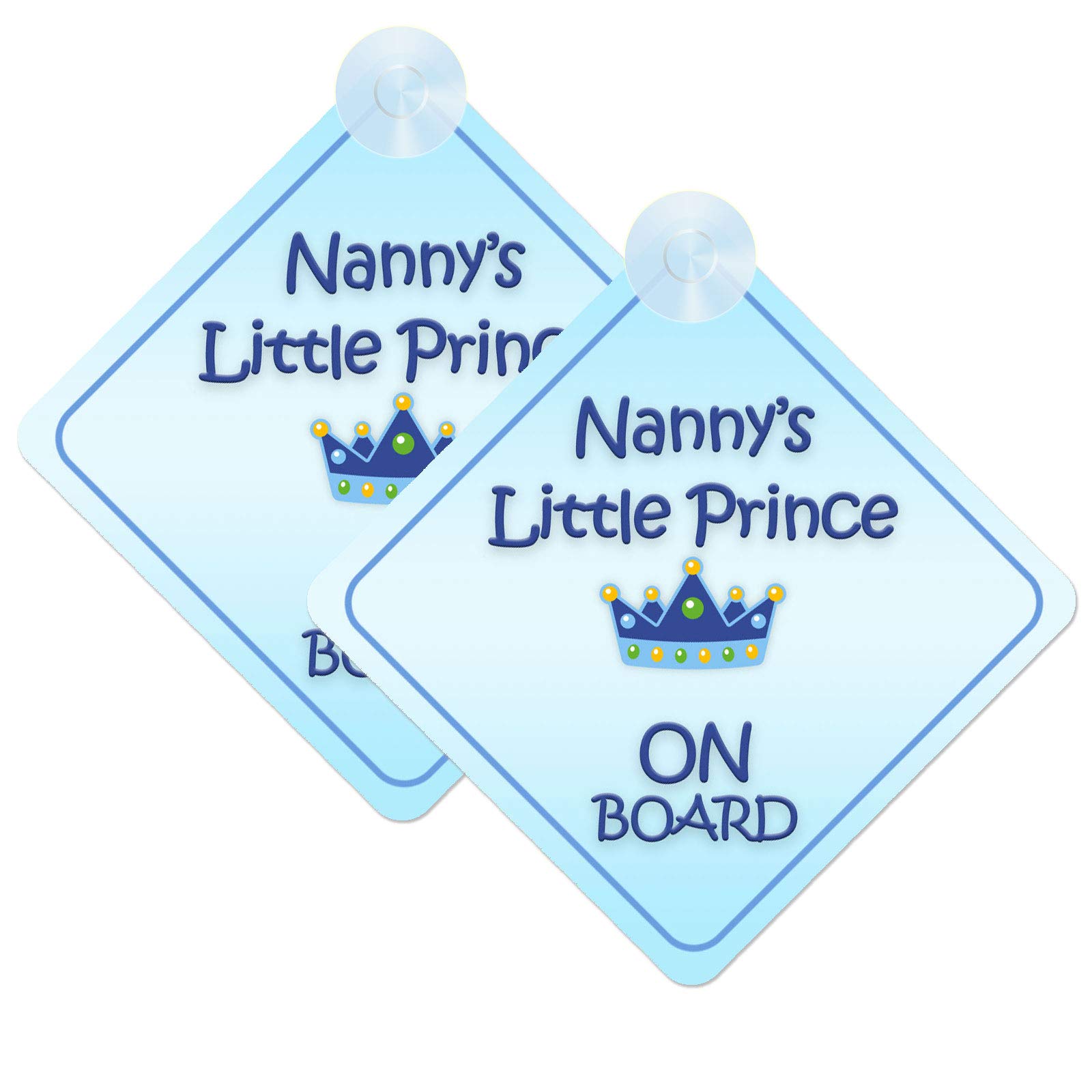 Nanny Little Prince Baby on Board Sign for Car Twin Pack 2pcs Kids Safety Warning Car Signs