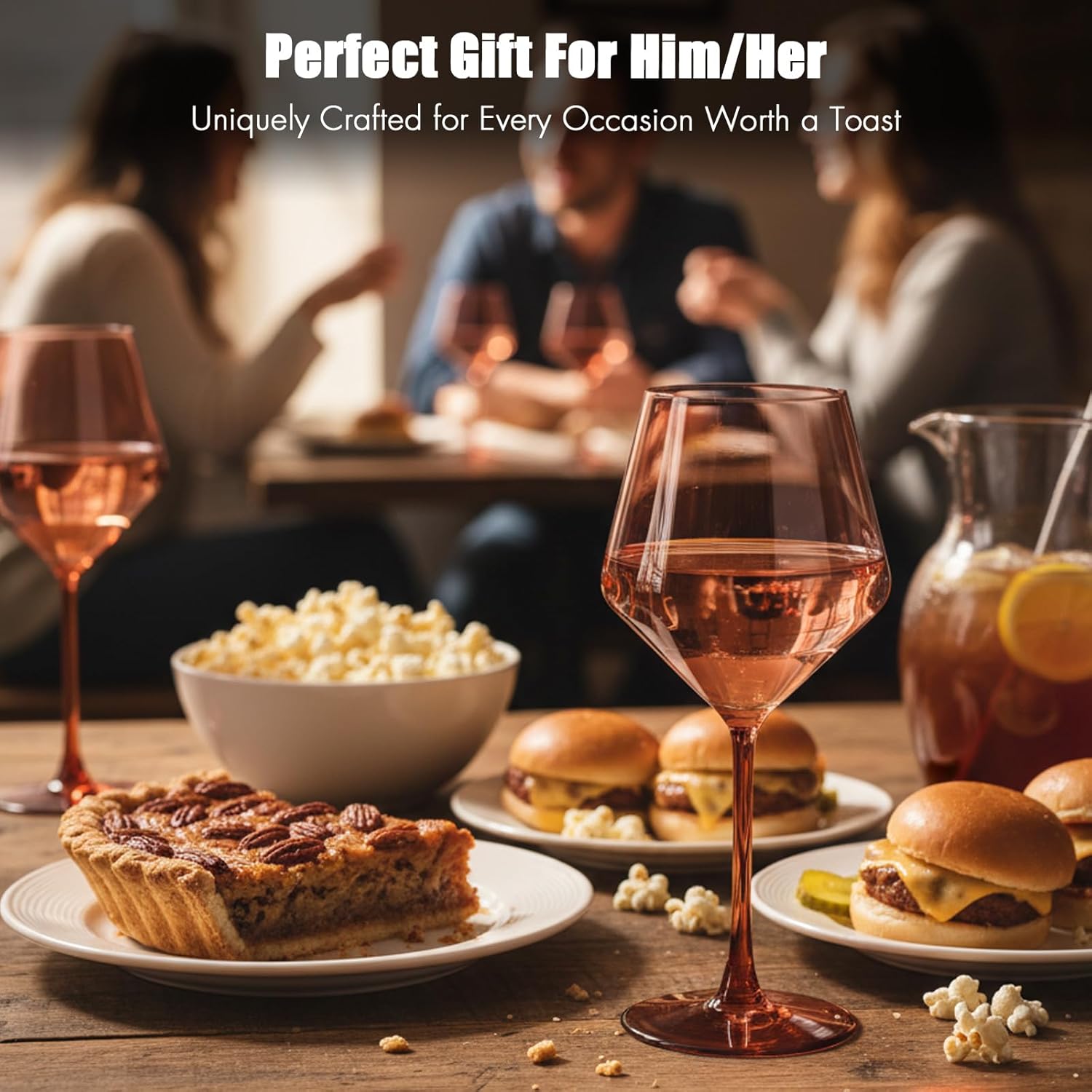 Hand Blown Brown Wine Glasses Set of 6,18 oz Crystal Amber Wine Glasses,Autumn/Winter Collection Glassware, Wedding,Birthday,Christmas gifts set for wine lovers - Image 6