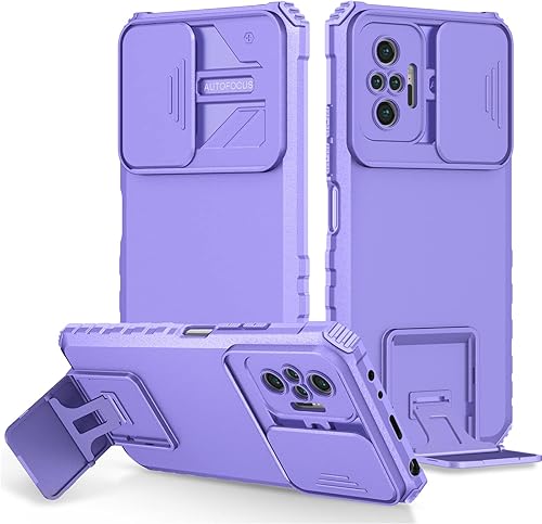 Funda para cámara de lente deslizante para Xiaomi Redmi Note 10 4G10S con soporte incorporado, resistente a prueba de golpes de cuerpo completo caso