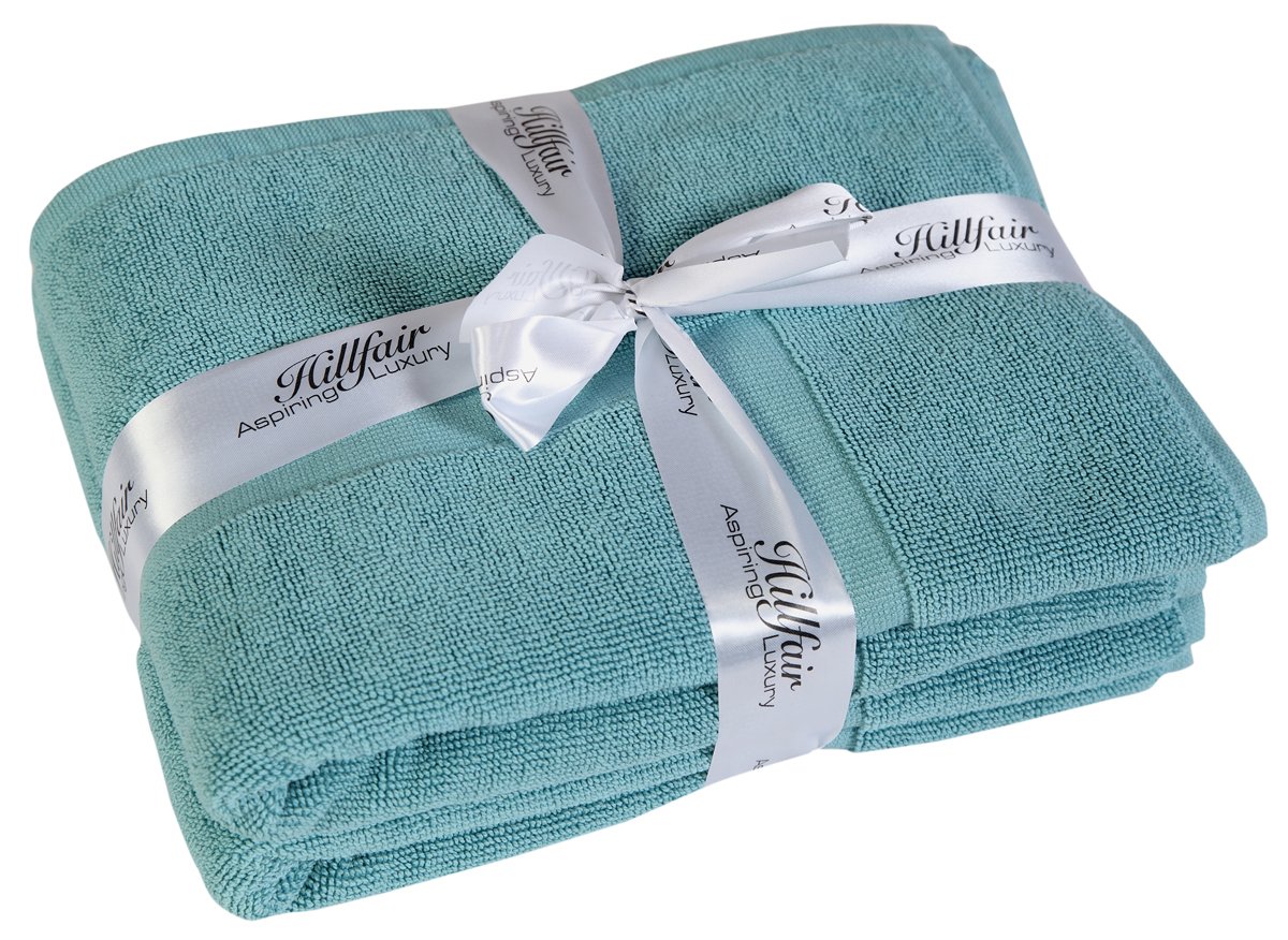 HILLFAIR 900 GSM-Hotel-Spa wanna-prysznic mata podłogowa mata podłogowa - (2 sztuki, woda, 53 cm na 81 cm) - 100% bawełniana mata łazienkowa ring-spun/dywaniki łazienkowe, można prać w pralce