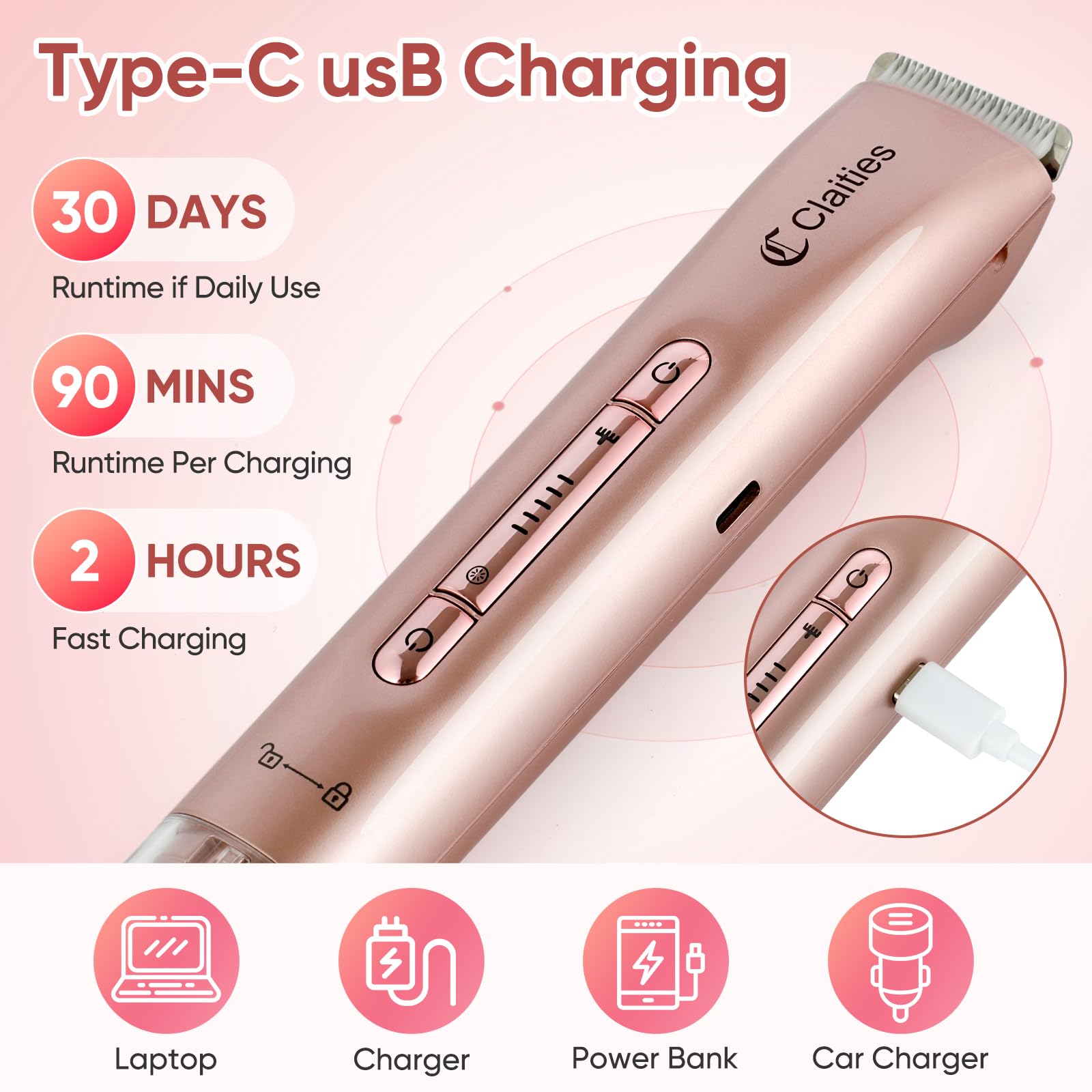 Rasoir électrique 2 en 1 pour femme à double tête IPX7 étanche pour utilisation humide et sèche - Tondeuse pour poils du corps et du visage - Pour bikini, aisselles, jambes, bras, corps et visage