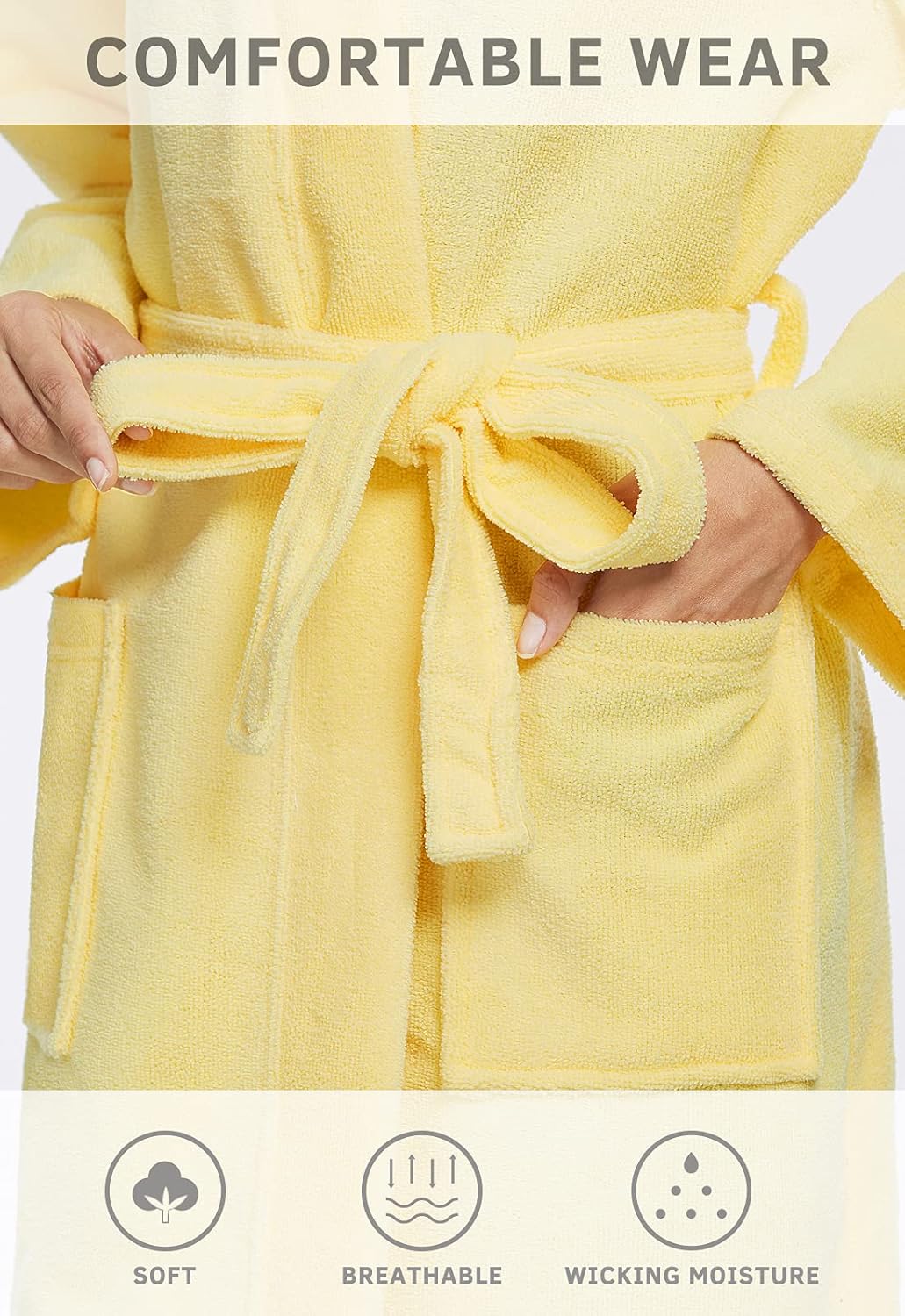 Orrpally Women Kimono Robes Lightweight Terry Cloth Bathrobe Knee Length Bath Robe - Image 4